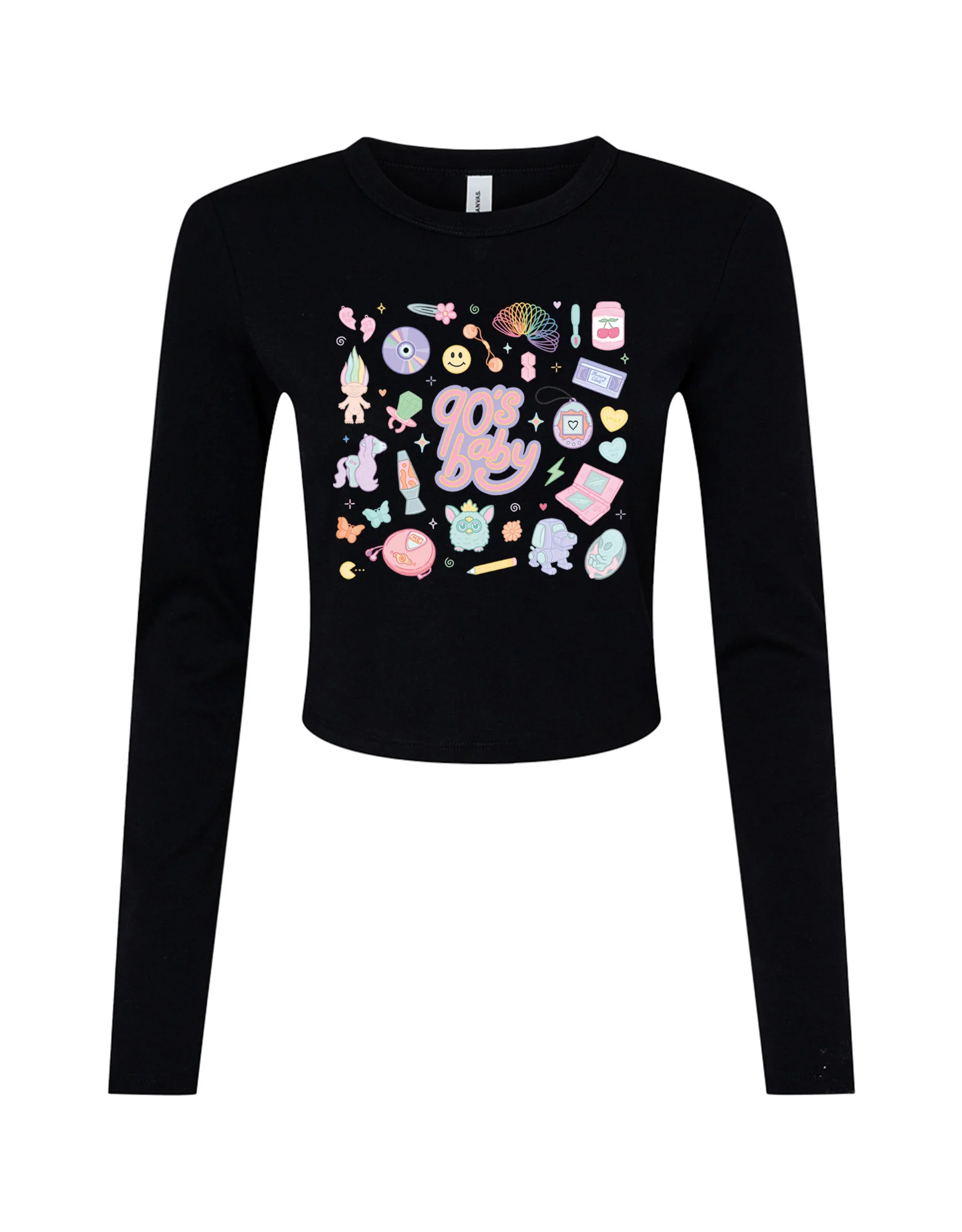 90s Baby Printed Micro Rib Long Sleeved Tee - Image 4