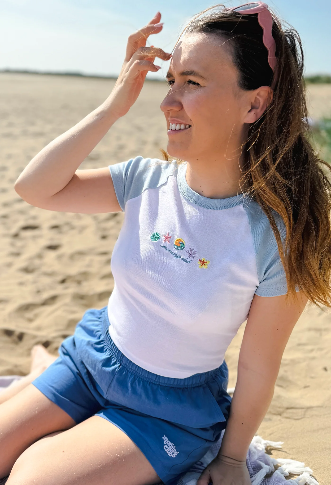 Beach Life Embroidered Micro Rib Baby Tee - Image 4