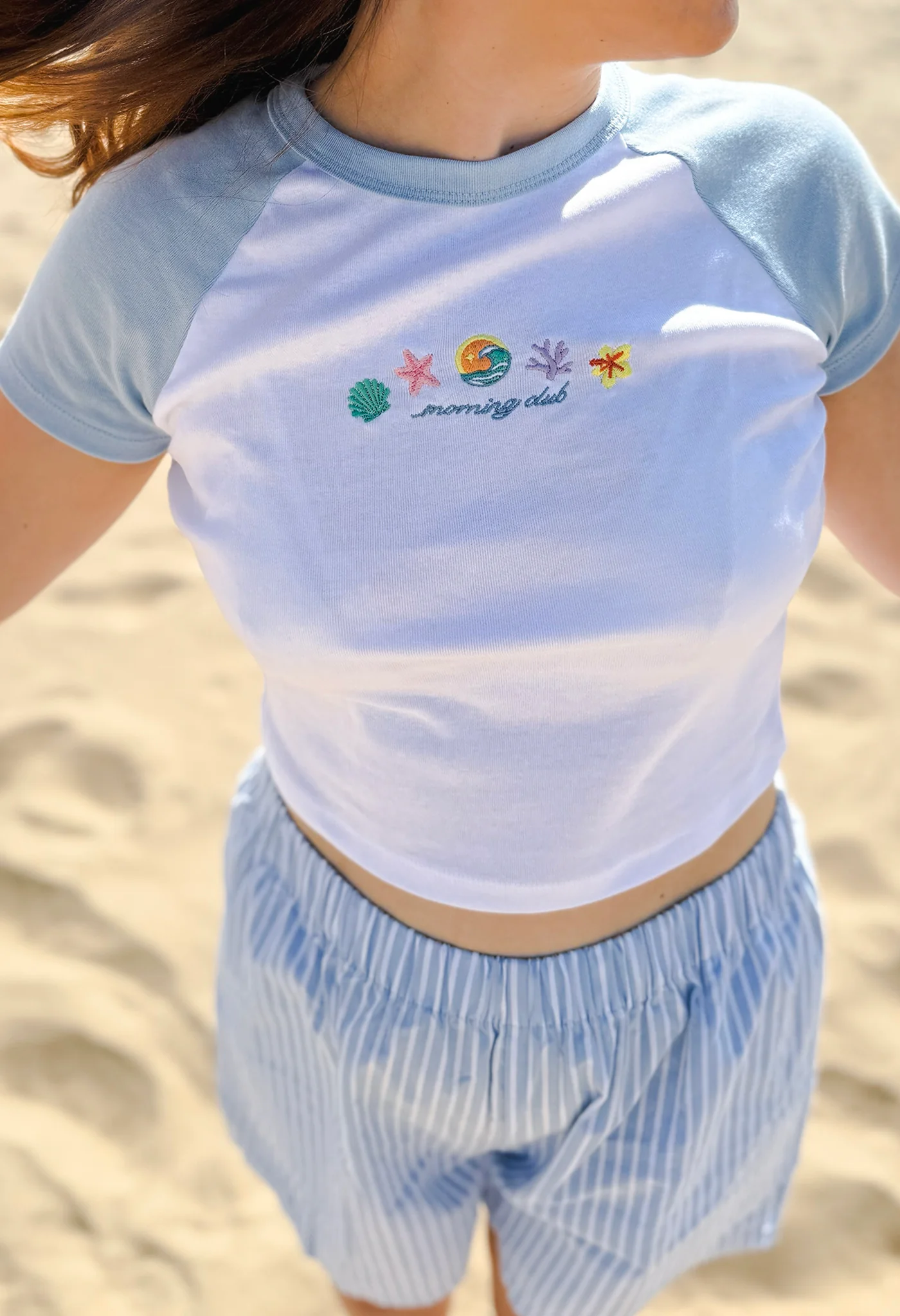 Beach Life Embroidered Micro Rib Baby Tee - Image 5