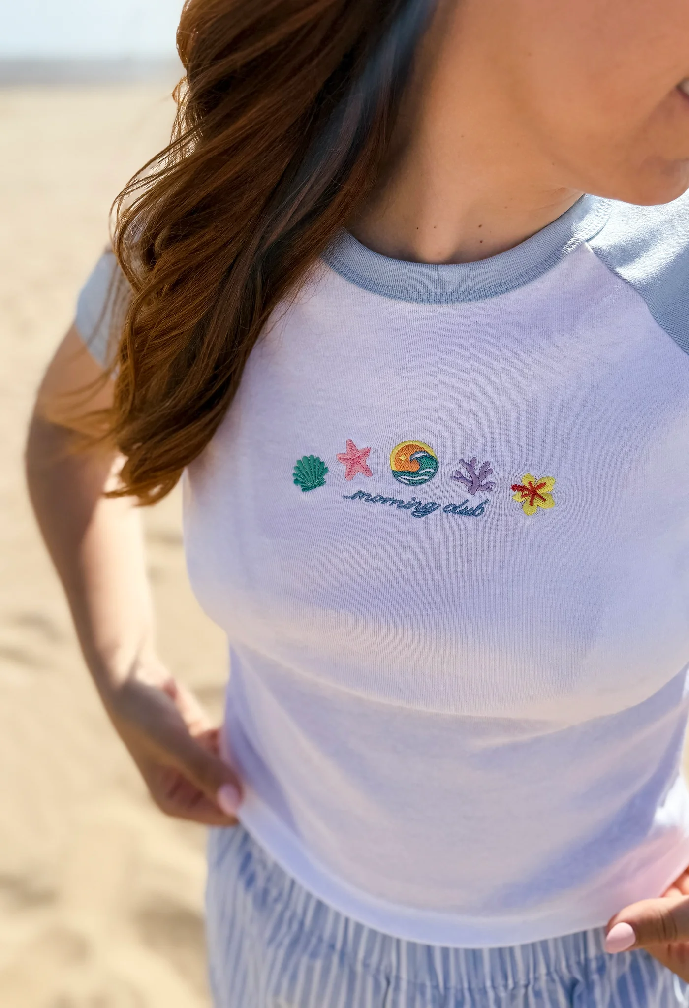 Beach Life Embroidered Micro Rib Baby Tee - Image 7
