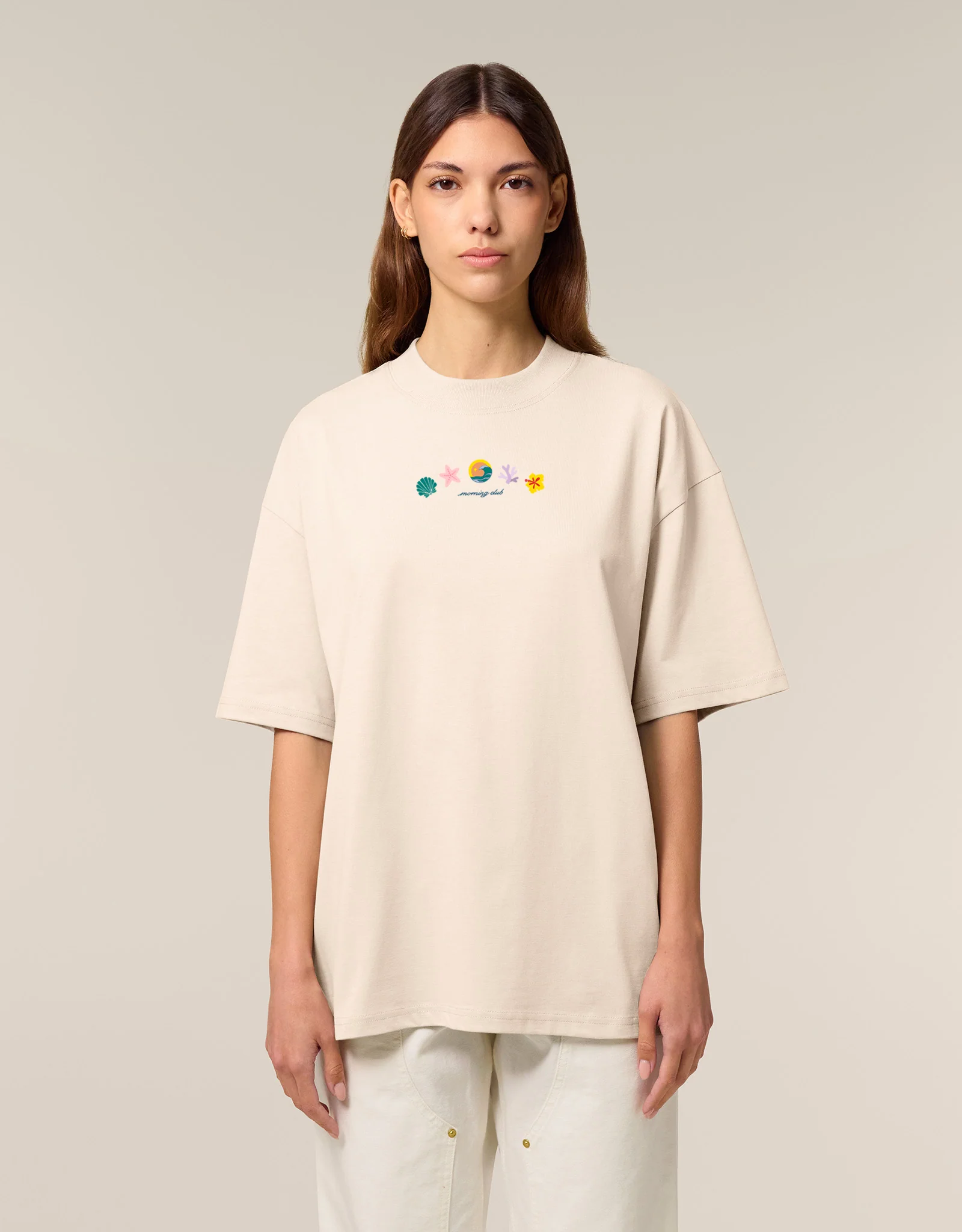 Beach Life Embroidered Oversized Organic Cotton T-Shirt - Image 3