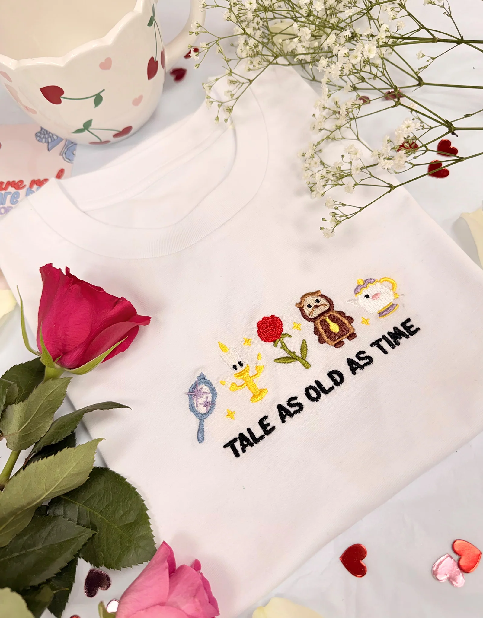 Beauty & Beast Embroidered Micro Rib Long Sleeved Tee - Image 2