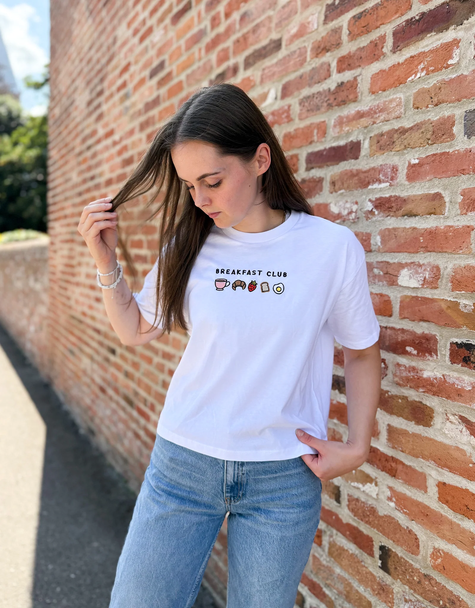 Breakfast Club Embroidered Boxy Organic Cotton Tee