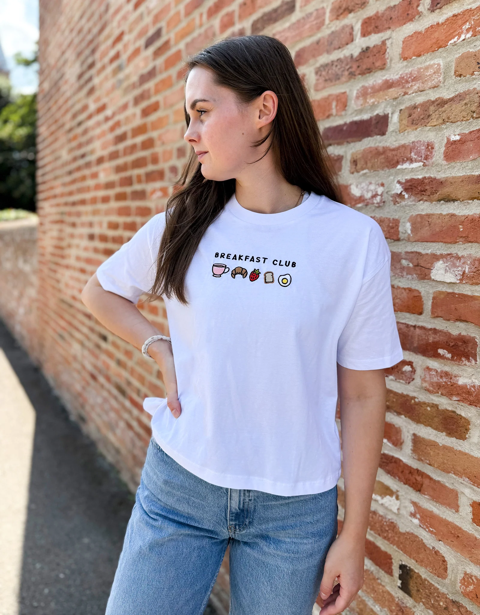 Breakfast Club Embroidered Boxy Organic Cotton Tee - Image 3