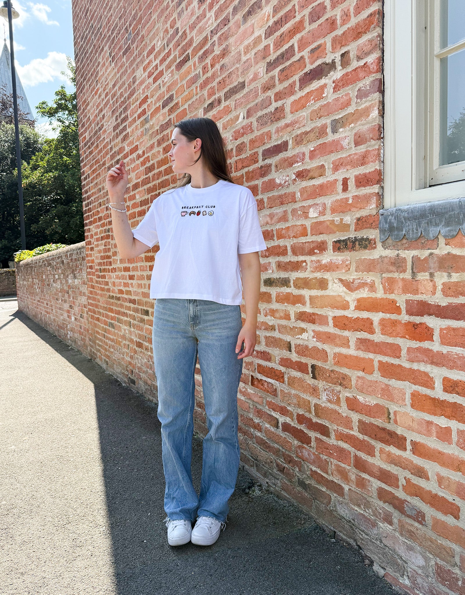 Breakfast Club Embroidered Boxy Organic Cotton Tee - Image 4