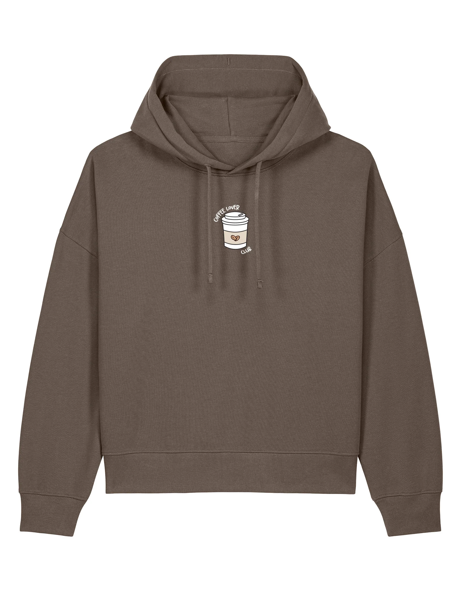 Coffee Lover Embroidered Boxy Organic Cotton Hoodie - Image 3