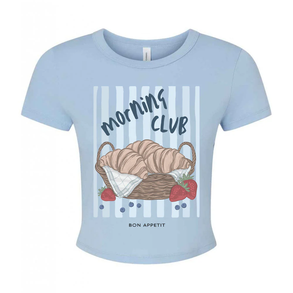Croissants Printed Micro Rib Baby Tee - Image 4