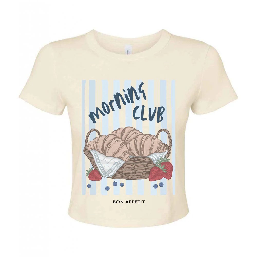 Croissants Printed Micro Rib Baby Tee - Image 7