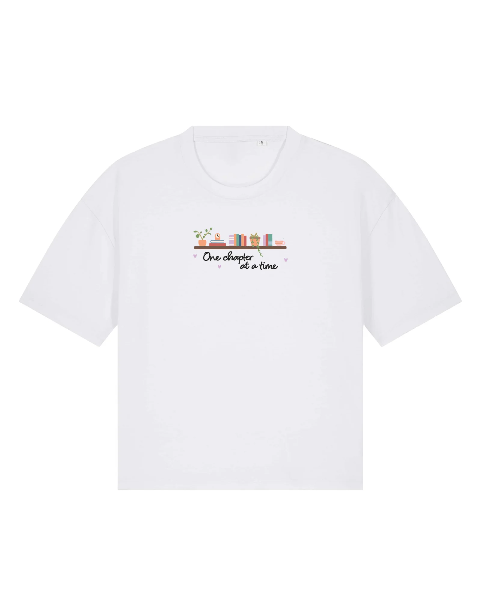 FREE BOOK: One Chapter At A Time Embroidered Boxy Organic Cotton Tee - Image 3