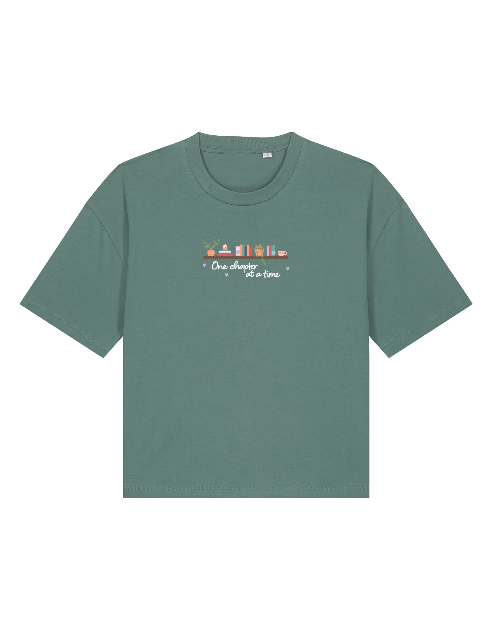 FREE BOOK: One Chapter At A Time Embroidered Boxy Organic Cotton Tee - Image 4