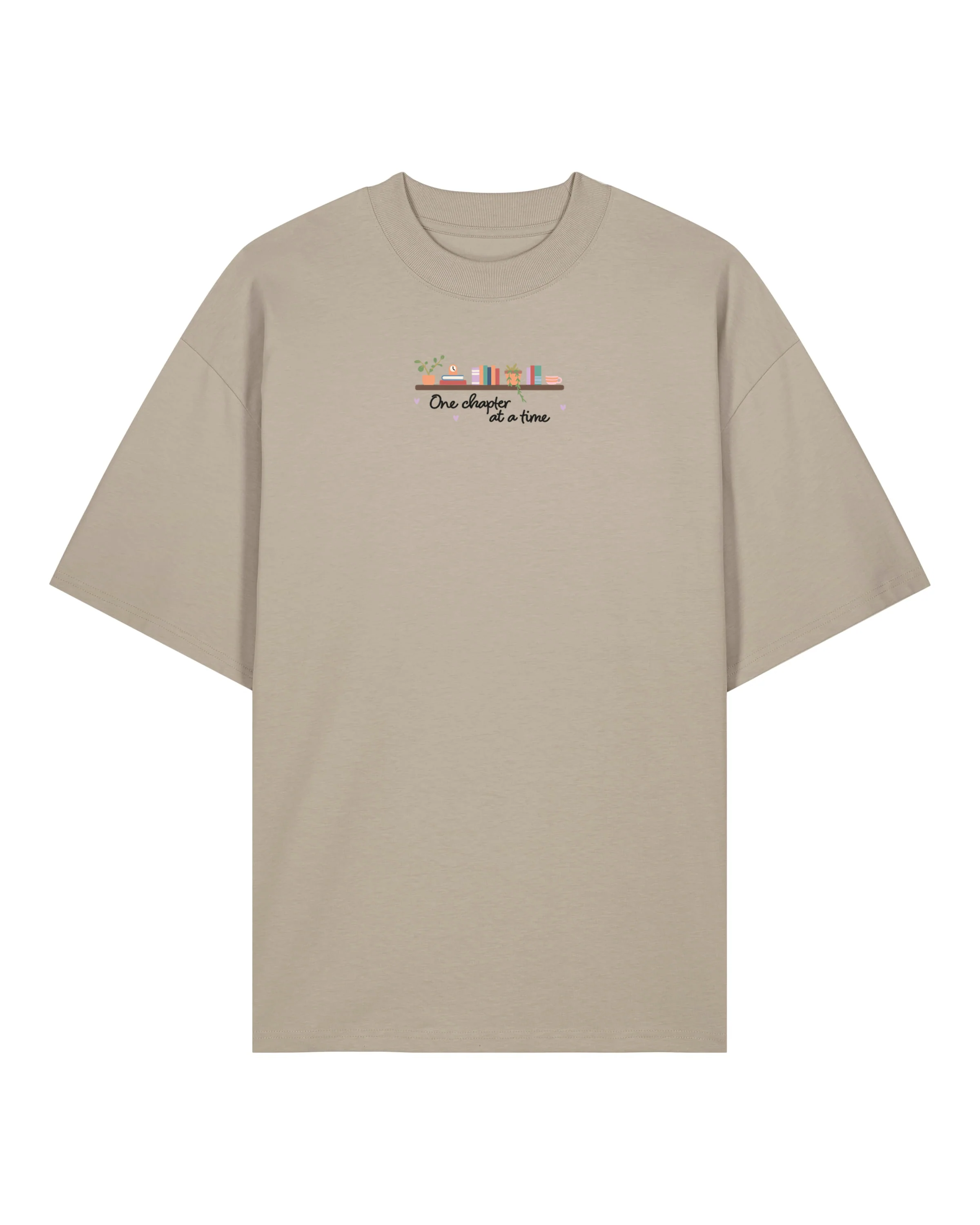 FREE BOOK: One Chapter At A Time Embroidered Oversized Organic Cotton T-Shirt - Image 4