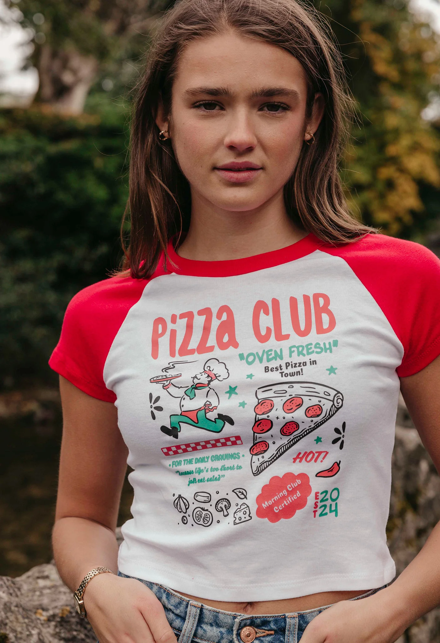Pizza Club Printed Micro Rib Baby Tee - Image 2