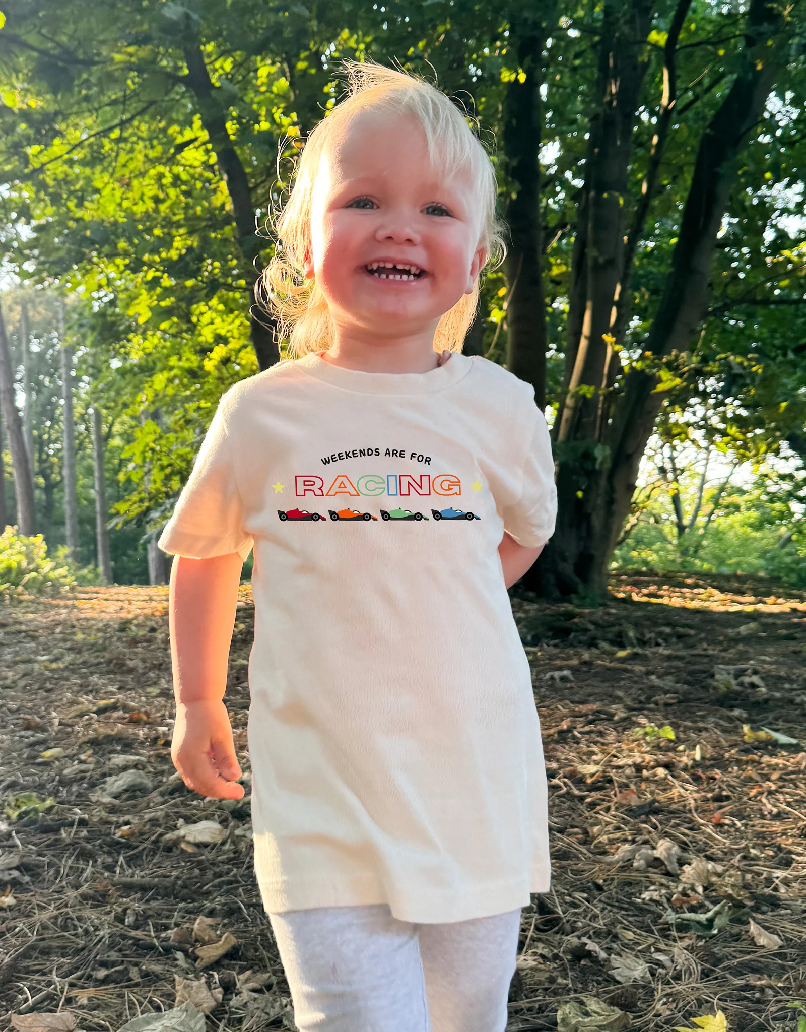 Racing Embroidery Organic Cotton Childrens T-Shirt