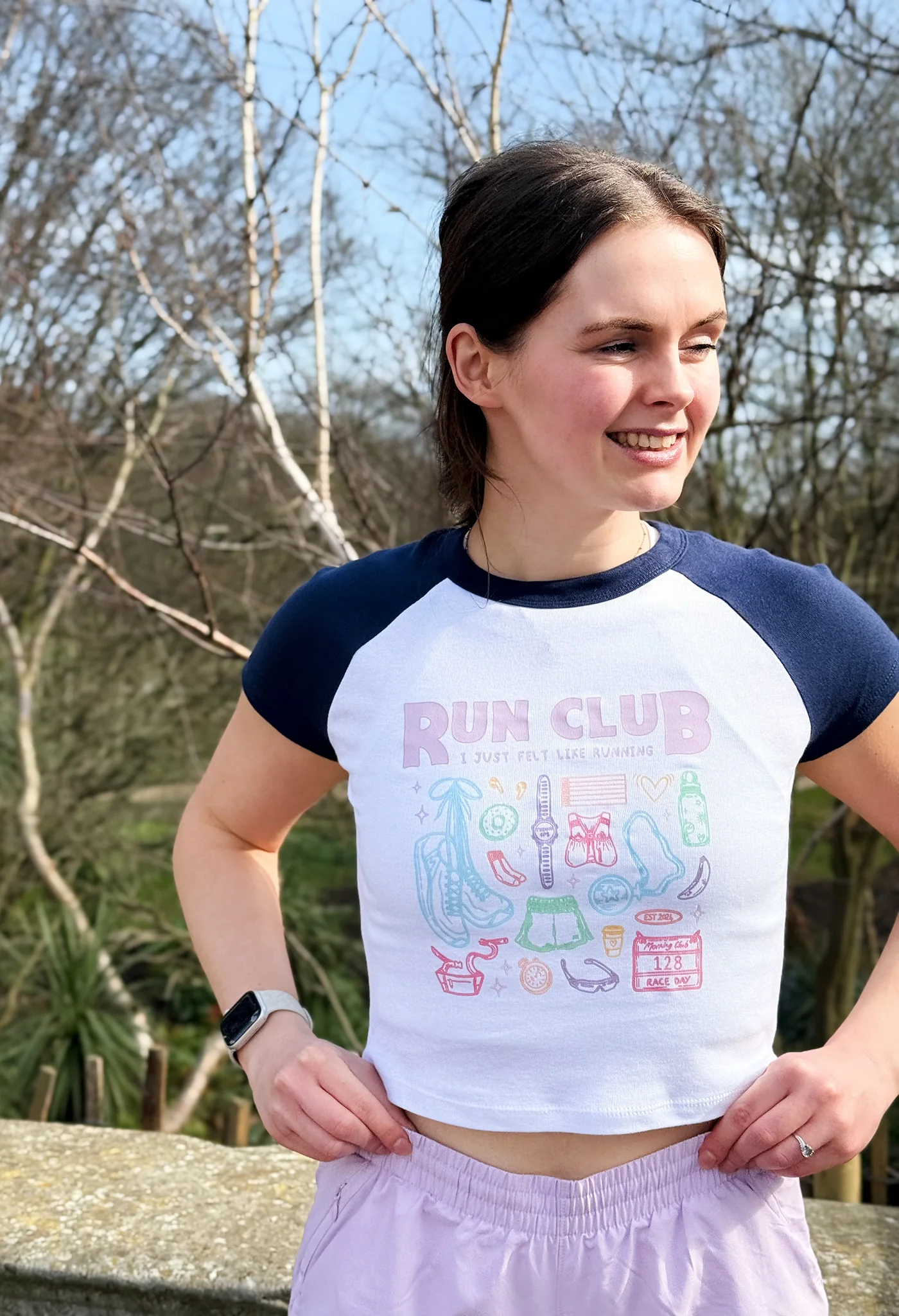 Run Club Printed Micro Rib Baby Tee