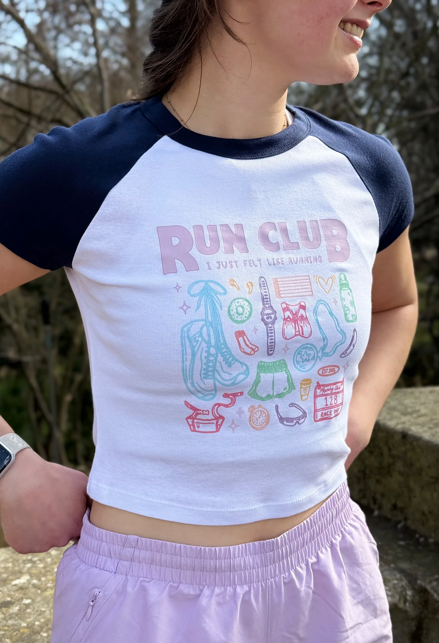 Run Club Printed Micro Rib Baby Tee - Image 2