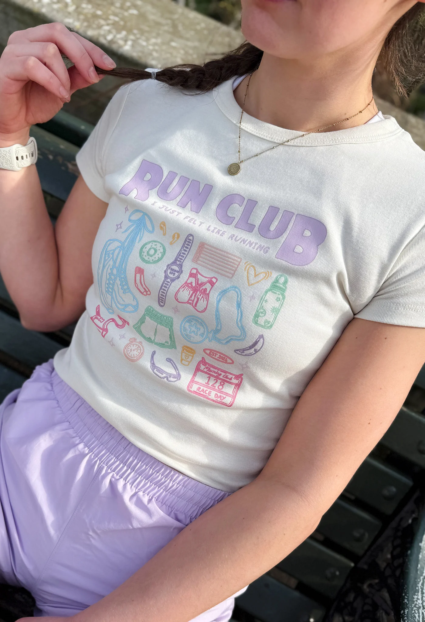 Run Club Printed Micro Rib Baby Tee - Image 8