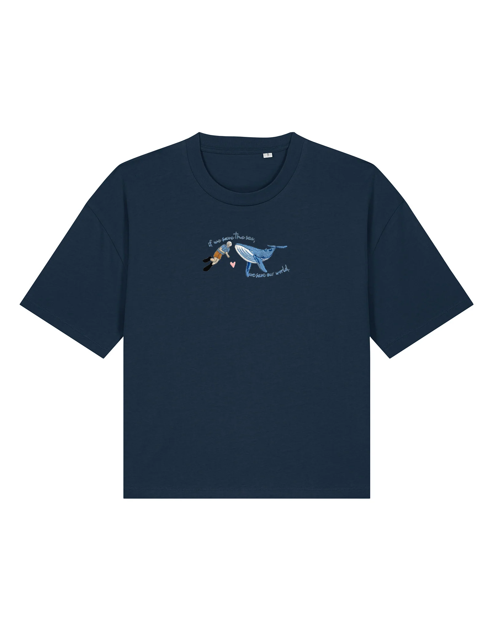 Save The Sea Embroidered Boxy Organic Cotton Tee - Image 3