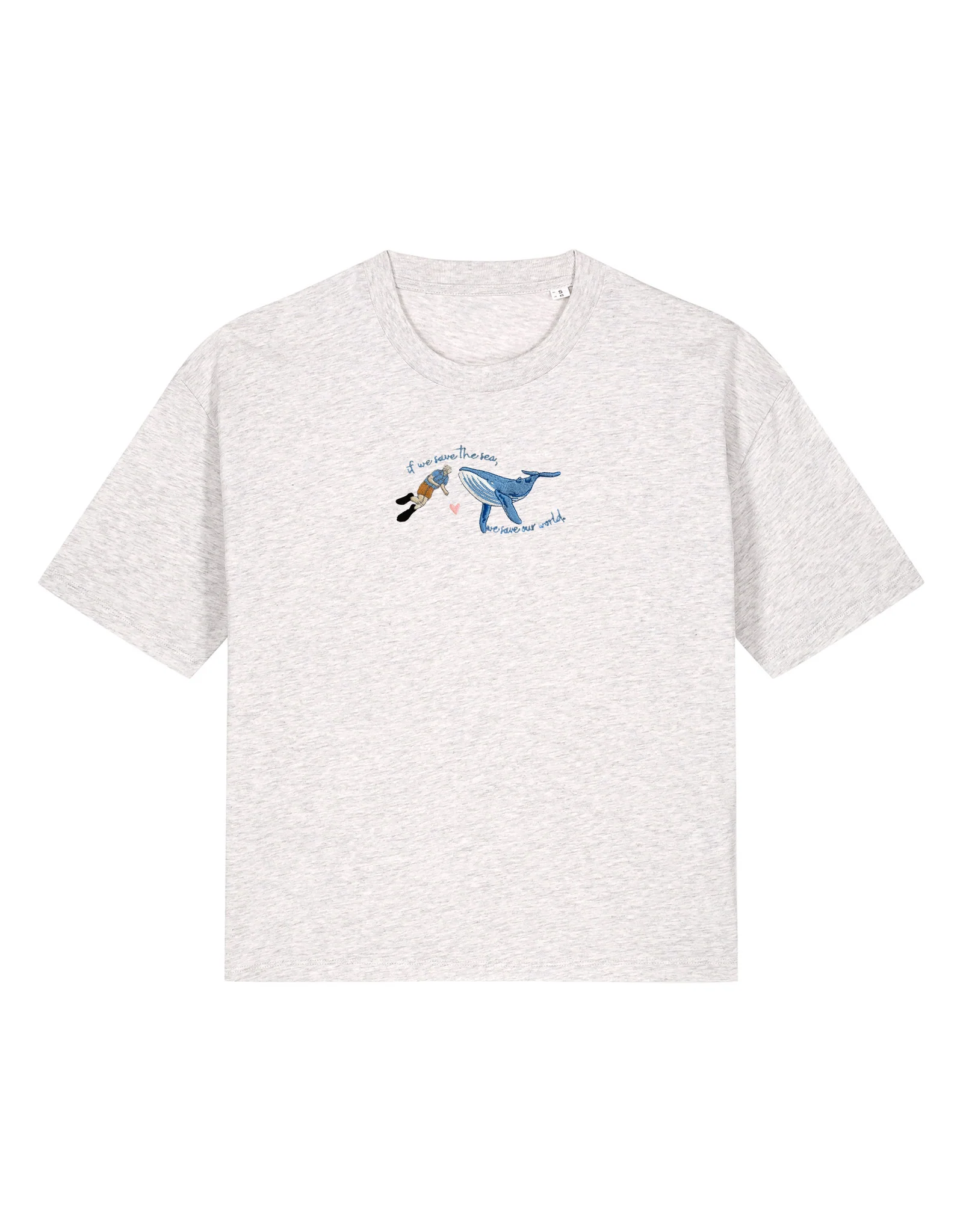 Save The Sea Embroidered Boxy Organic Cotton Tee - Image 4