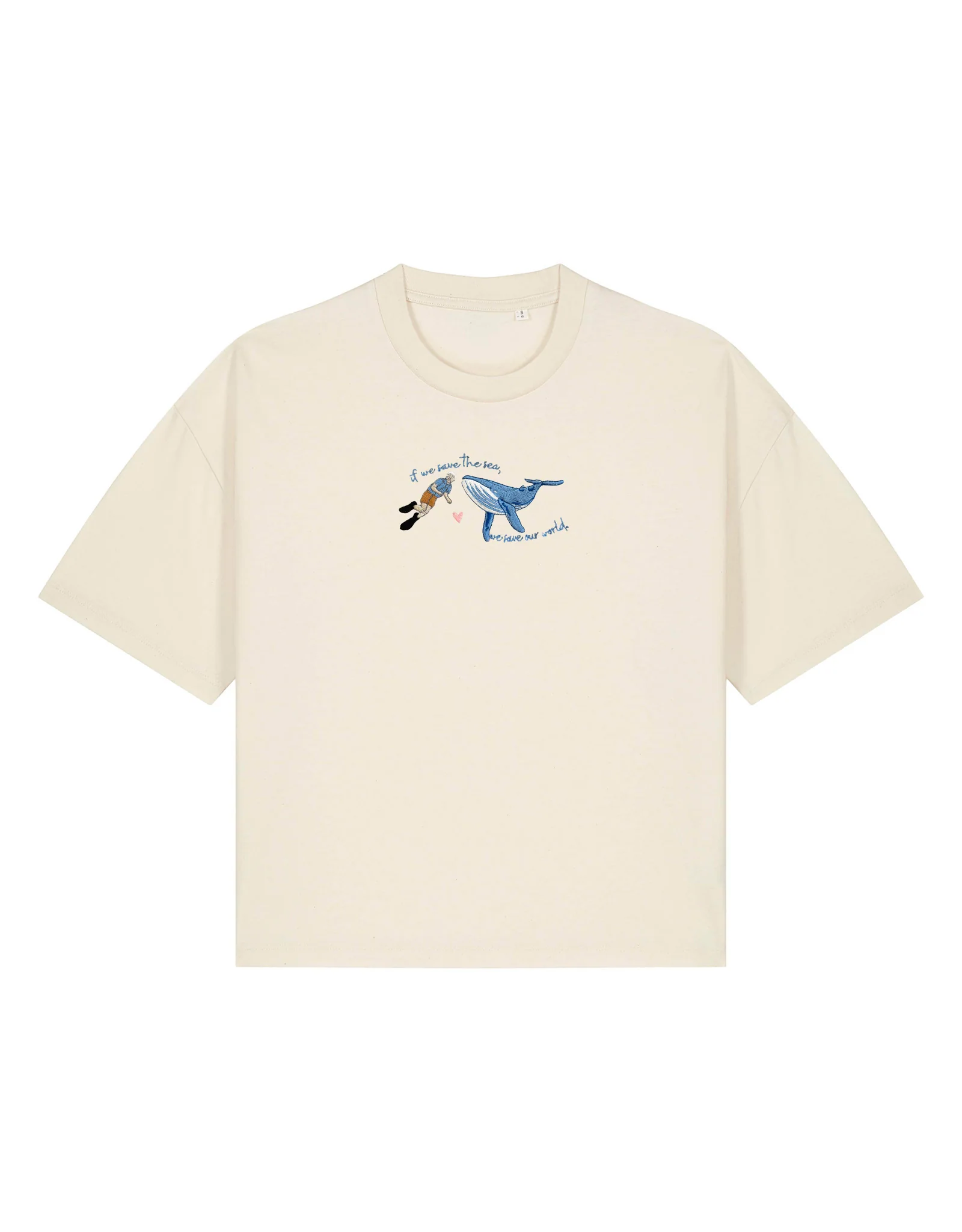 Save The Sea Embroidered Boxy Organic Cotton Tee - Image 5