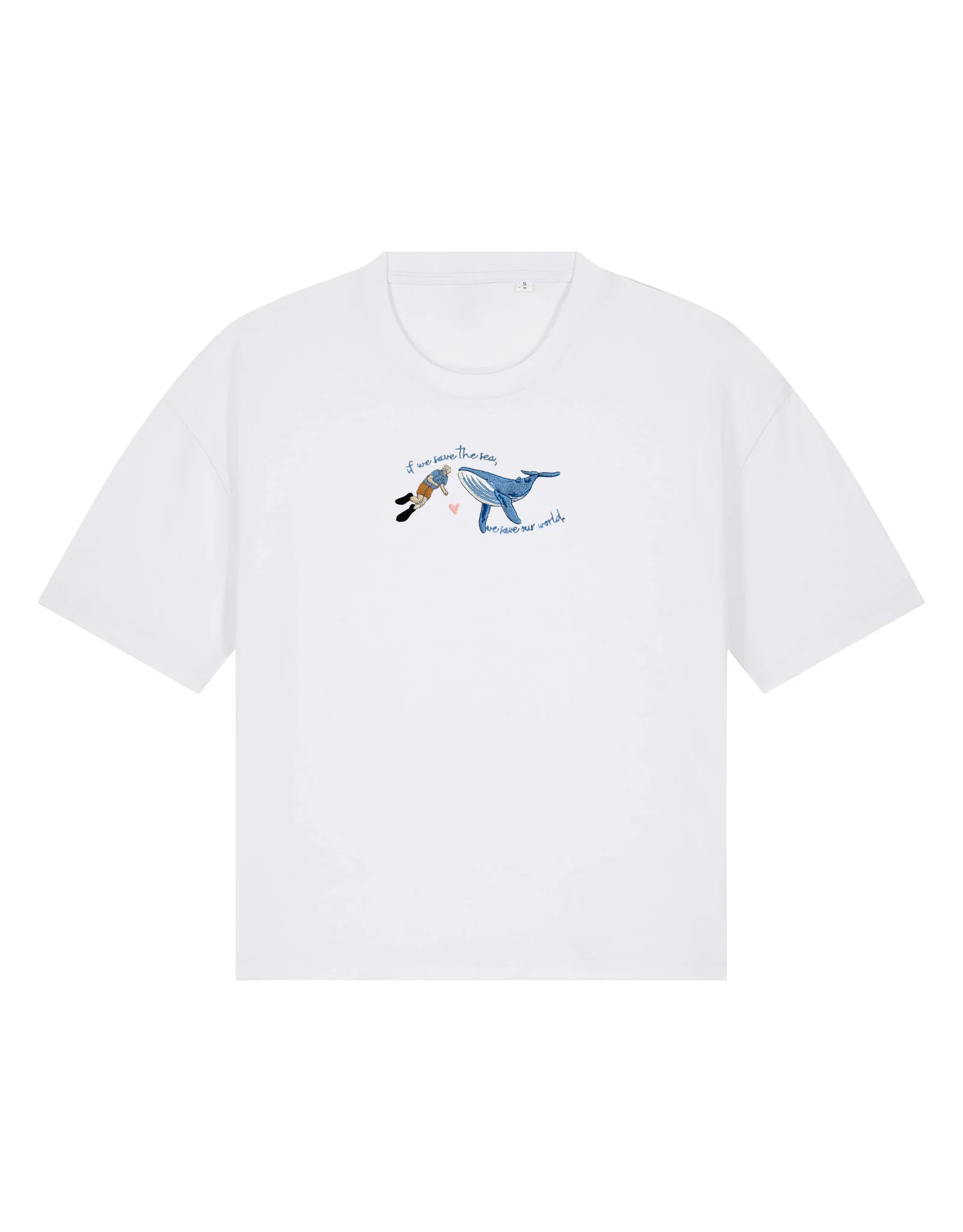 Save The Sea Embroidered Boxy Organic Cotton Tee - Image 6