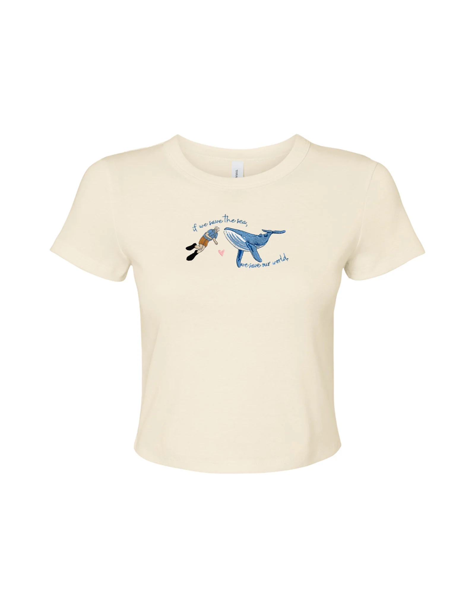 Save The Sea Embroidered Micro Rib Baby Tee - Image 3