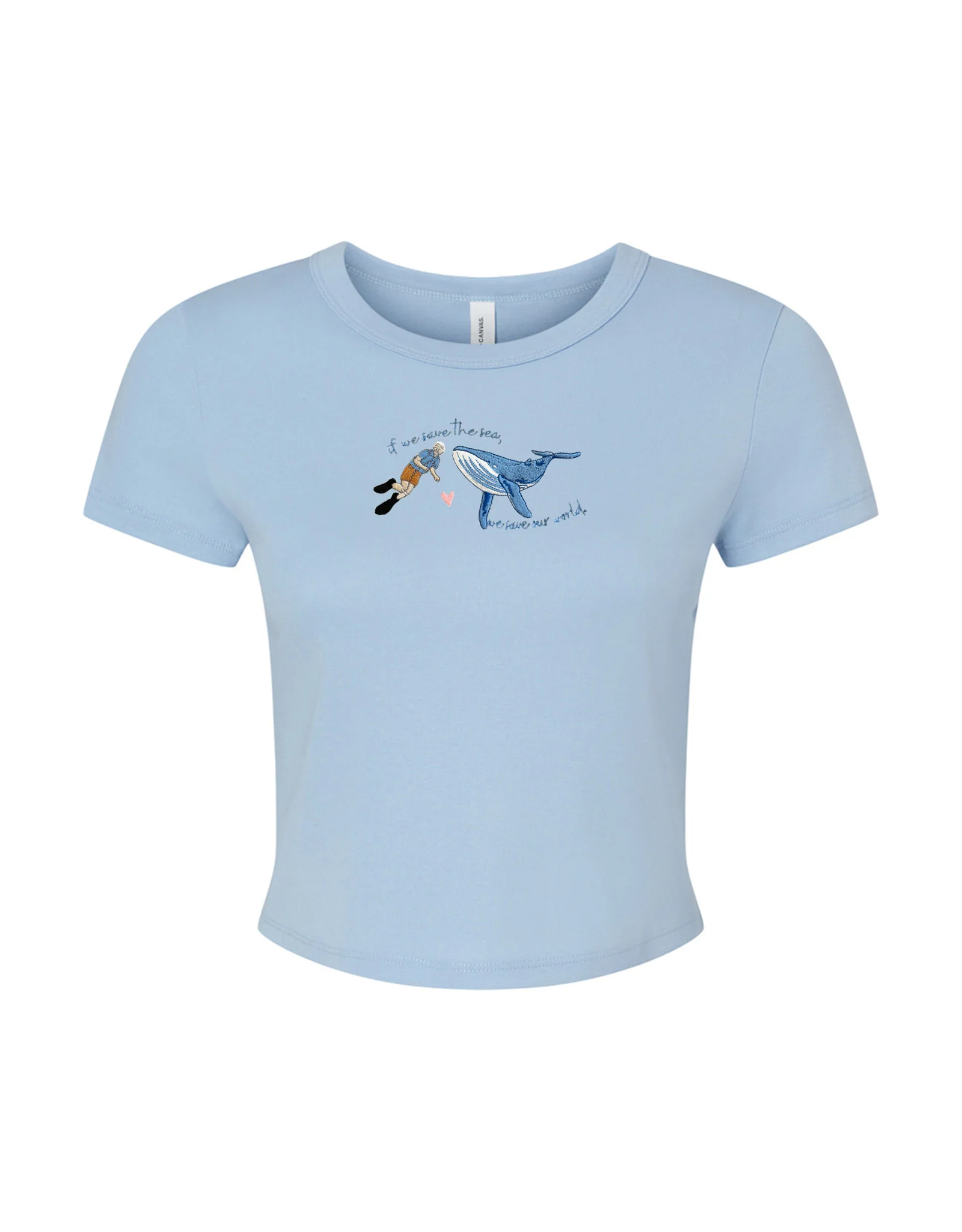 Save The Sea Embroidered Micro Rib Baby Tee - Image 4