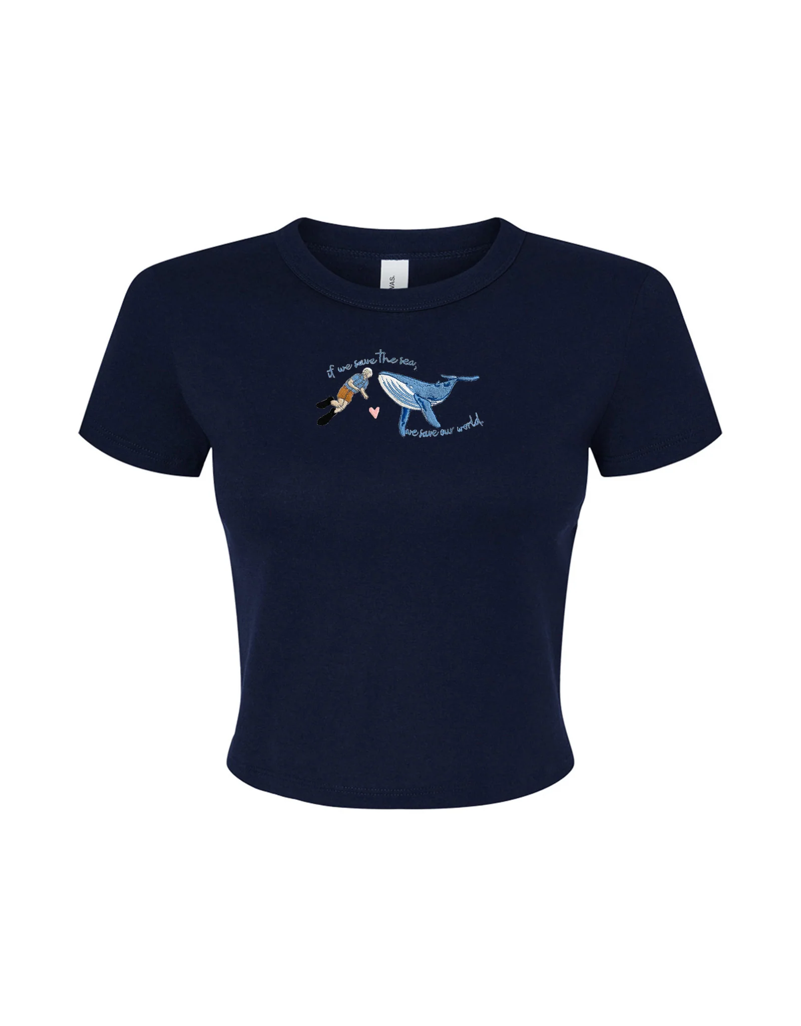 Save The Sea Embroidered Micro Rib Baby Tee - Image 5