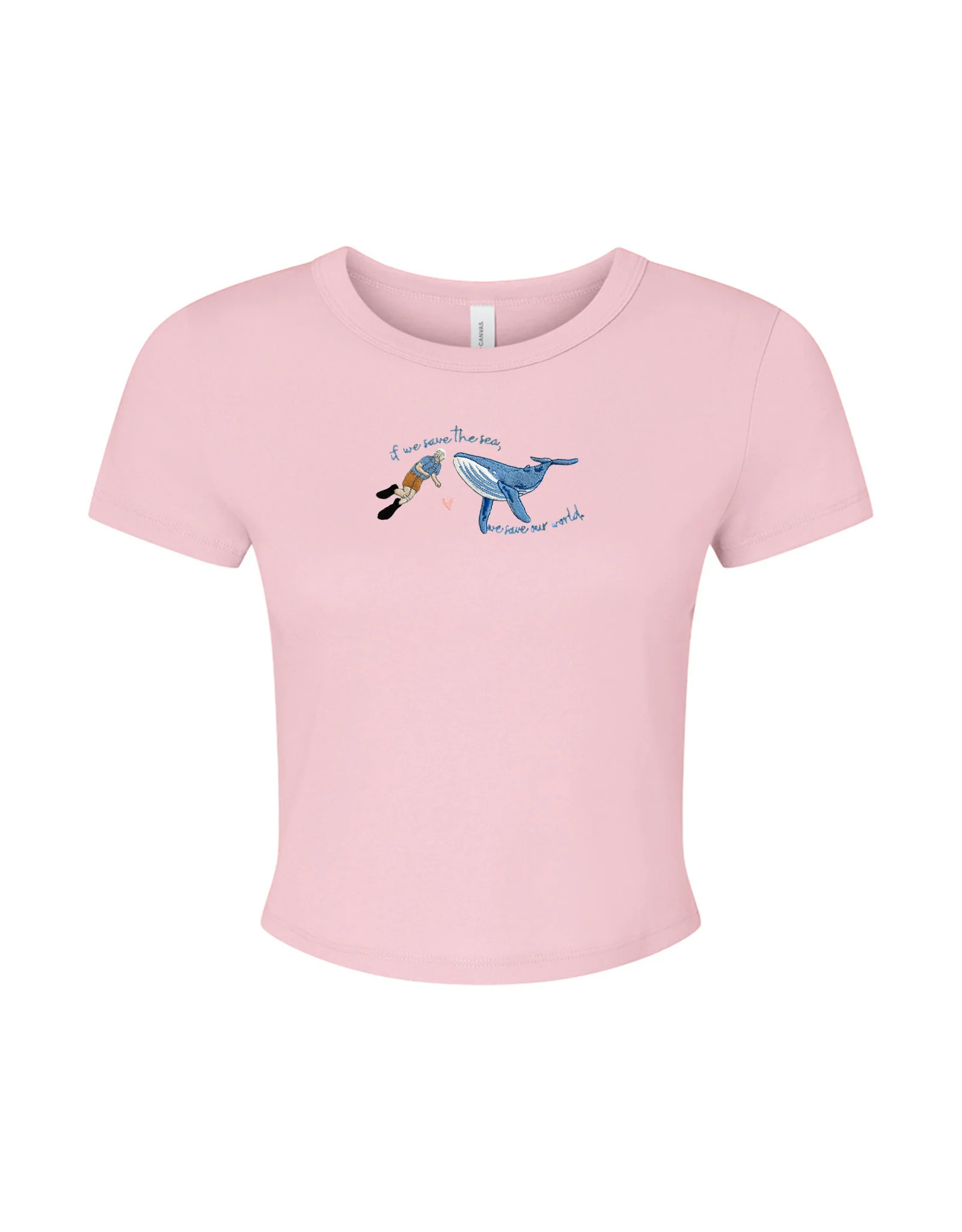 Save The Sea Embroidered Micro Rib Baby Tee - Image 6