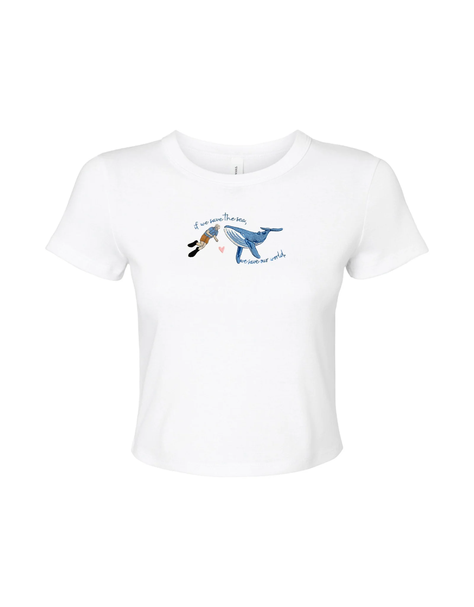 Save The Sea Embroidered Micro Rib Baby Tee - Image 7