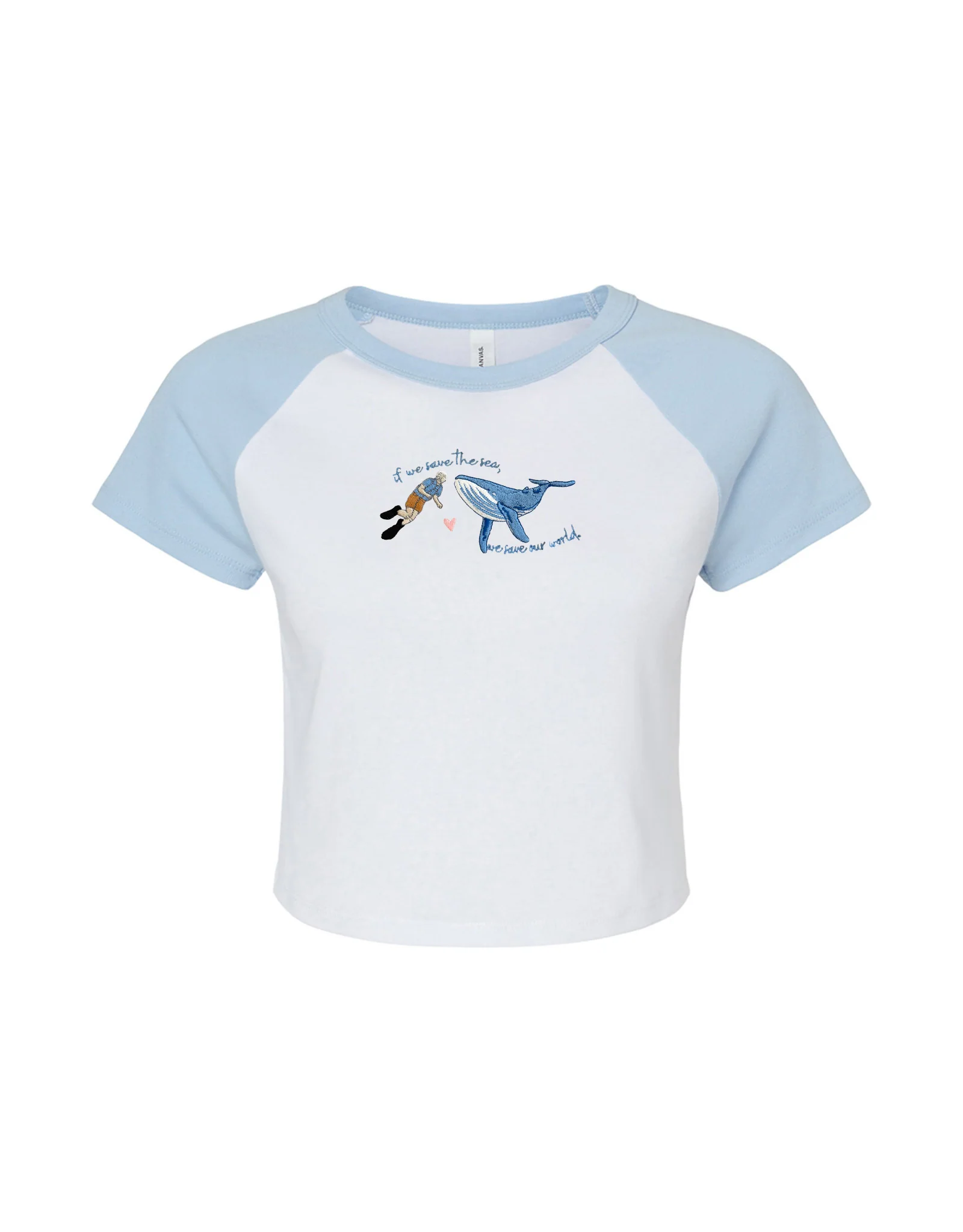 Save The Sea Embroidered Micro Rib Baby Tee - Image 8