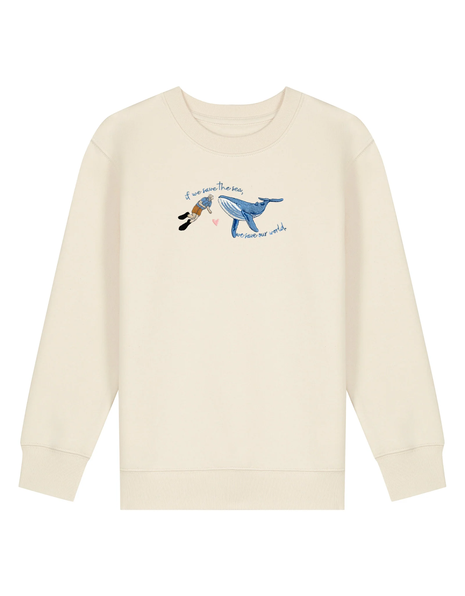 Save The Sea Embroidered Organic Cotton Childrens Sweatshirt - Image 3