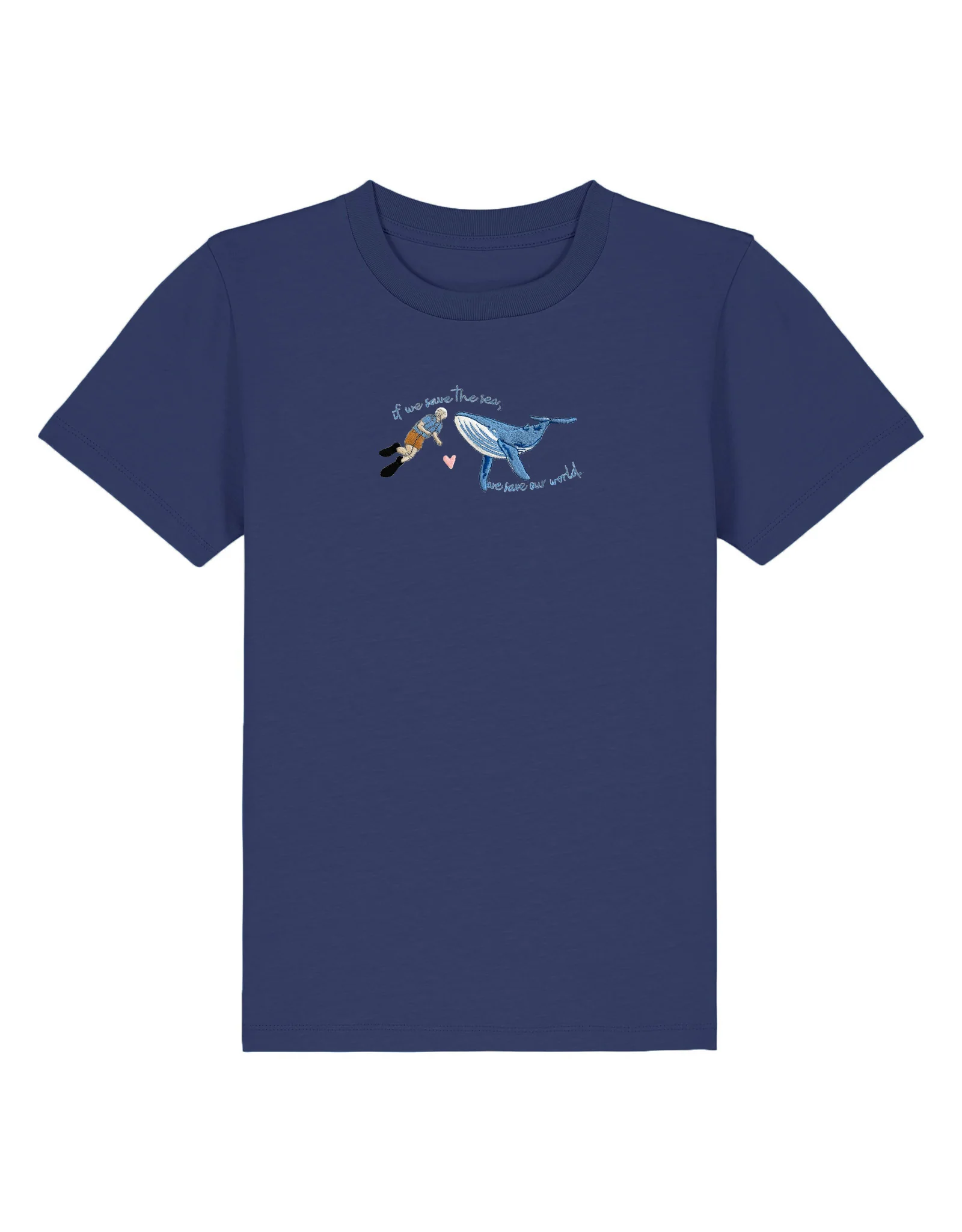 Save The Sea Embroidered Organic Cotton Childrens T-Shirt - Image 4