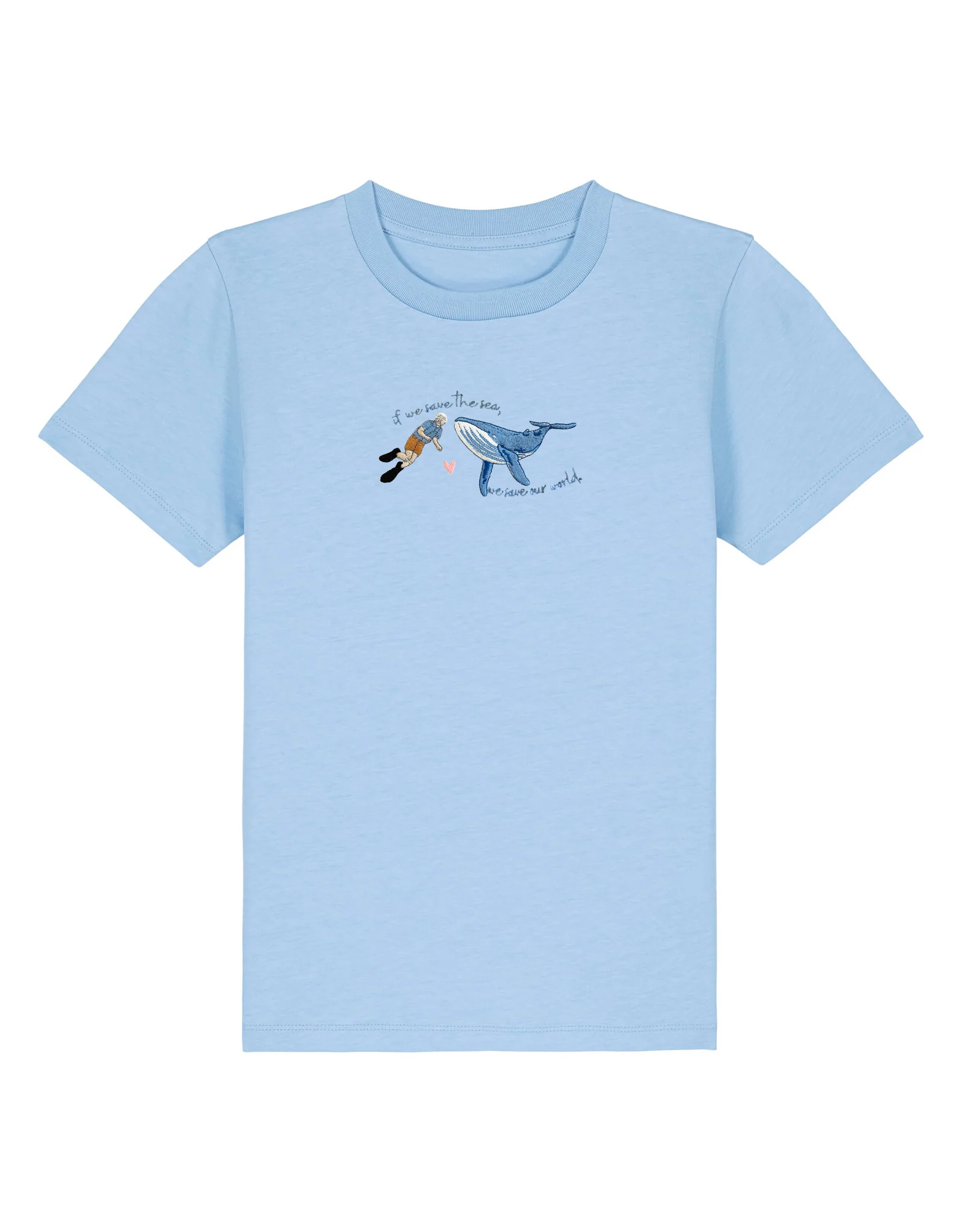 Save The Sea Embroidered Organic Cotton Childrens T-Shirt - Image 5