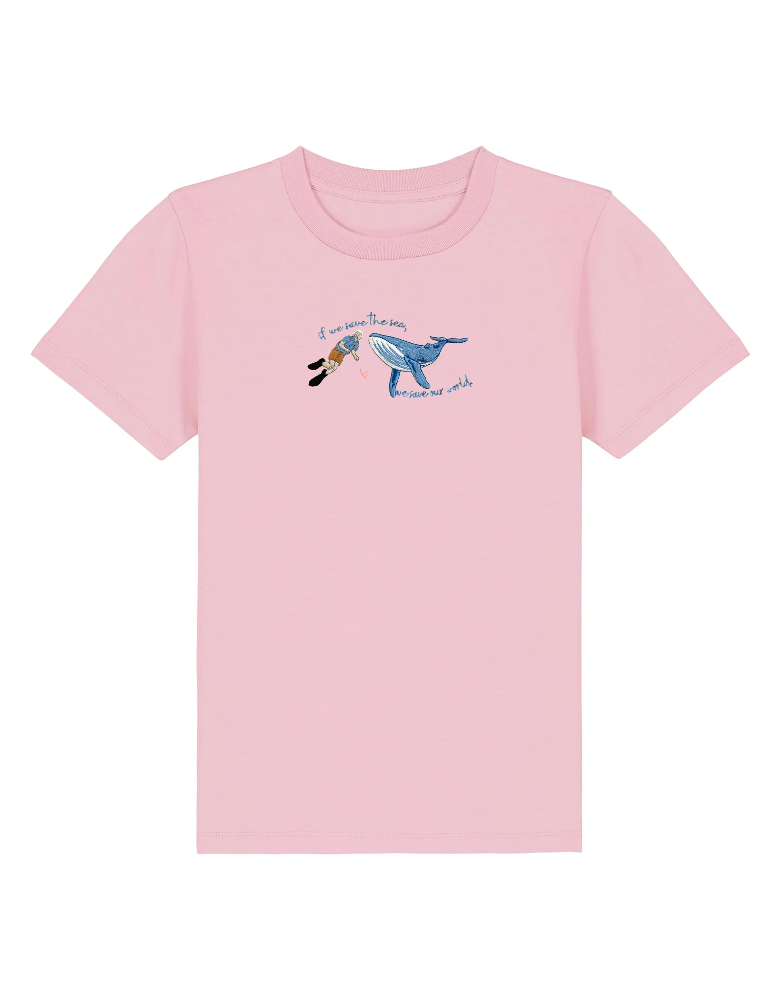 Save The Sea Embroidered Organic Cotton Childrens T-Shirt - Image 6