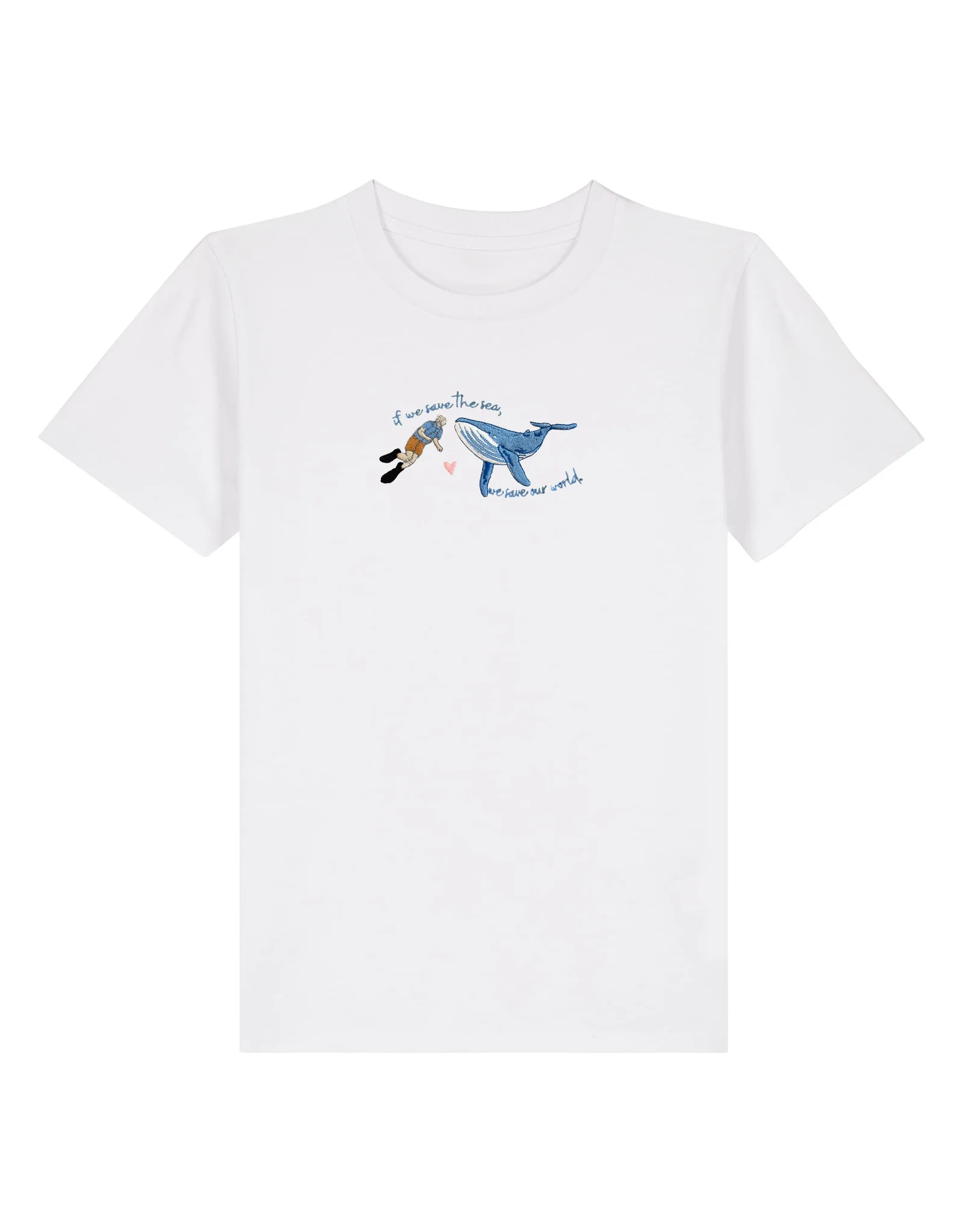 Save The Sea Embroidered Organic Cotton Childrens T-Shirt - Image 8