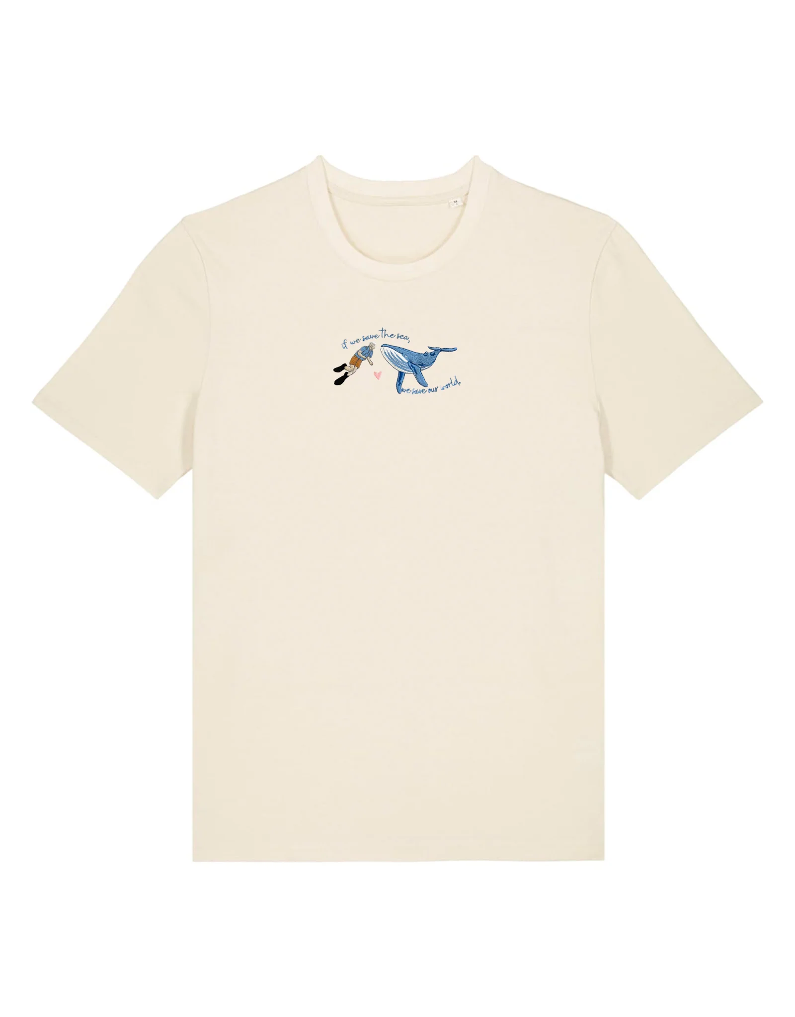 Save The Sea Embroidered Organic Cotton T-Shirt - Image 3