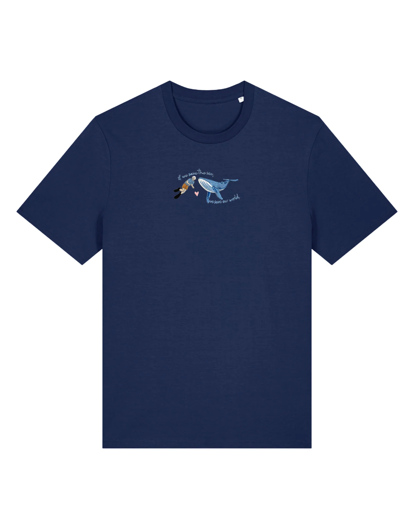 Save The Sea Embroidered Organic Cotton T-Shirt - Image 4