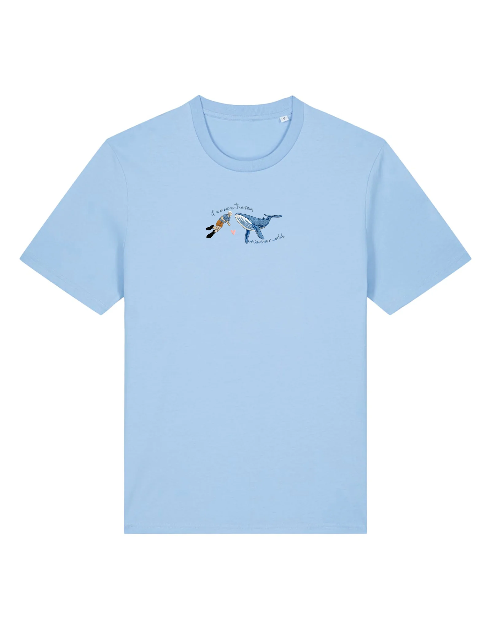 Save The Sea Embroidered Organic Cotton T-Shirt - Image 5