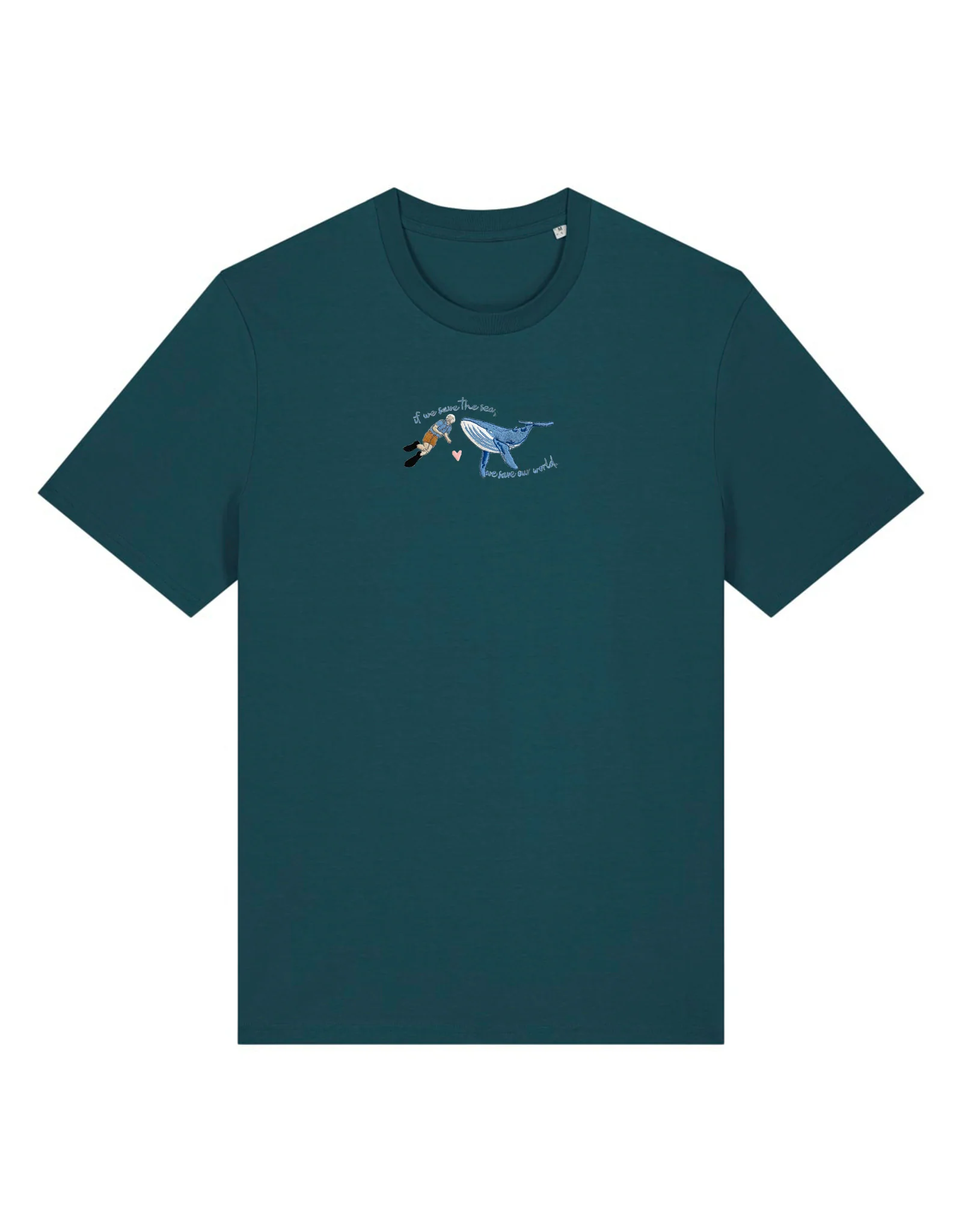 Save The Sea Embroidered Organic Cotton T-Shirt - Image 7
