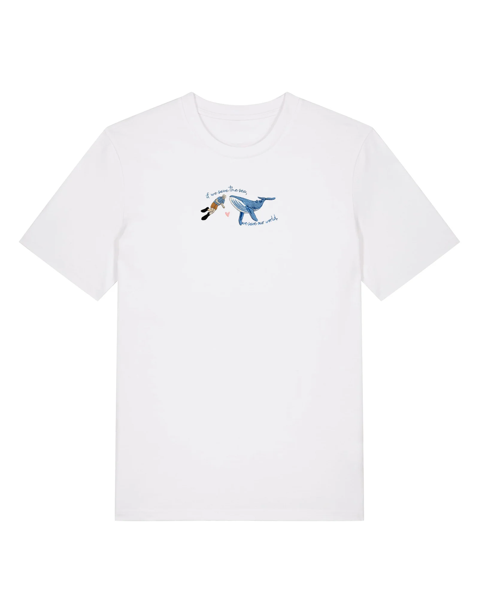 Save The Sea Embroidered Organic Cotton T-Shirt - Image 8