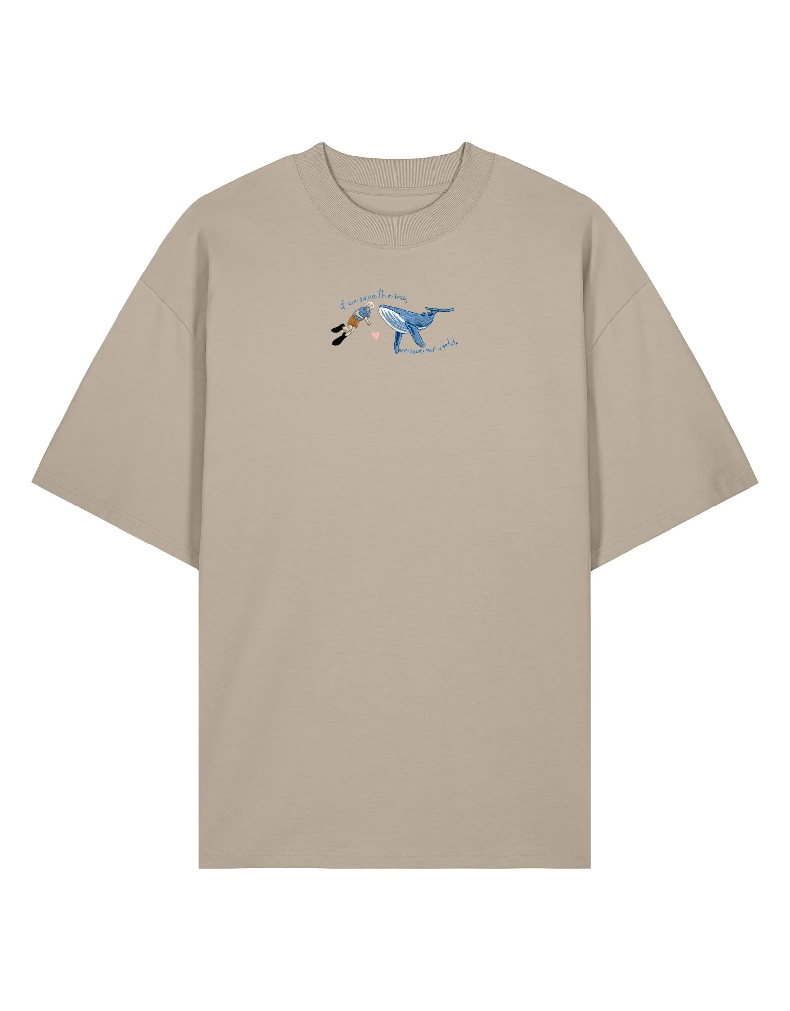 Save The Sea Embroidered Oversized Organic Cotton Tee - Image 3