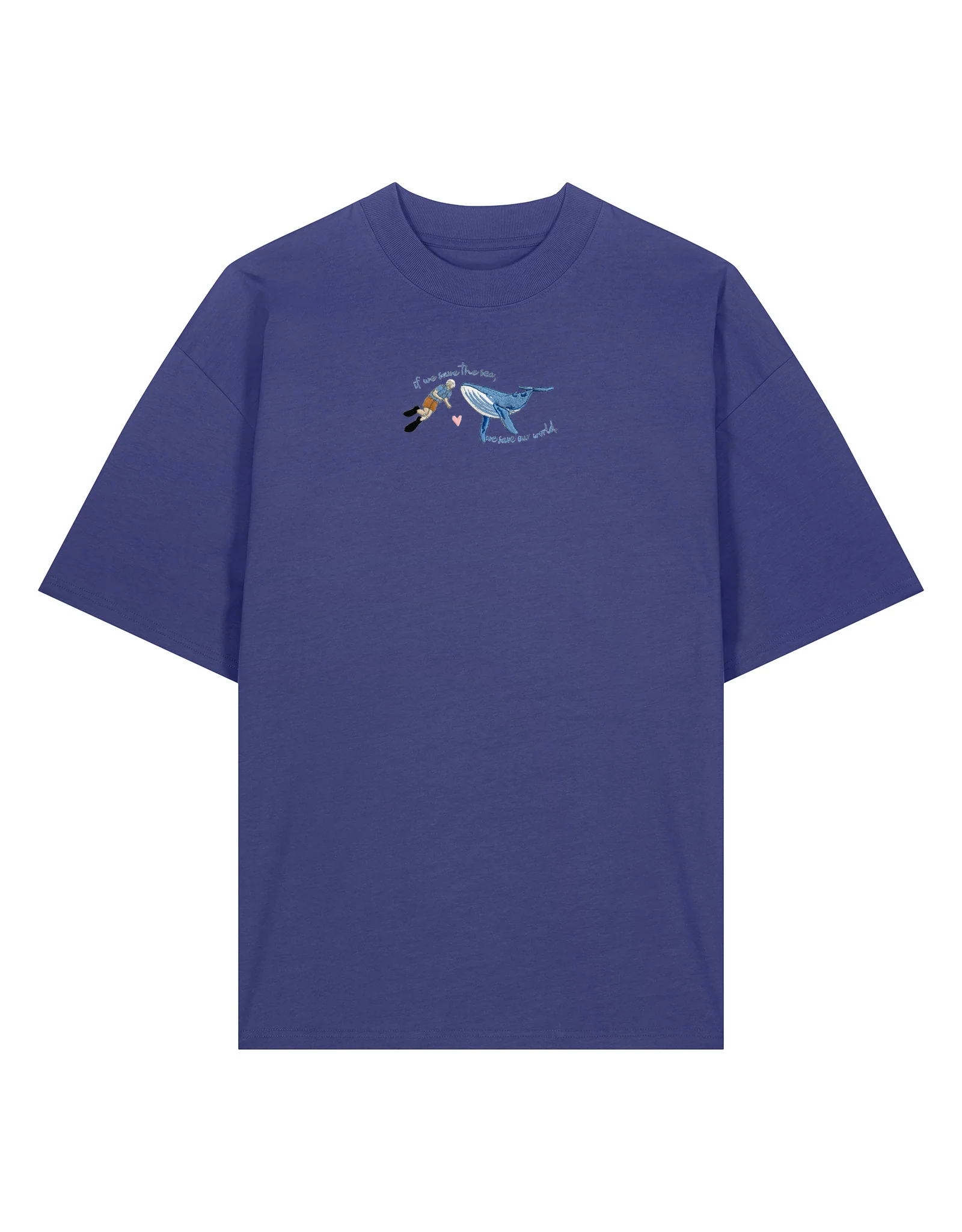 Save The Sea Embroidered Oversized Organic Cotton Tee - Image 4