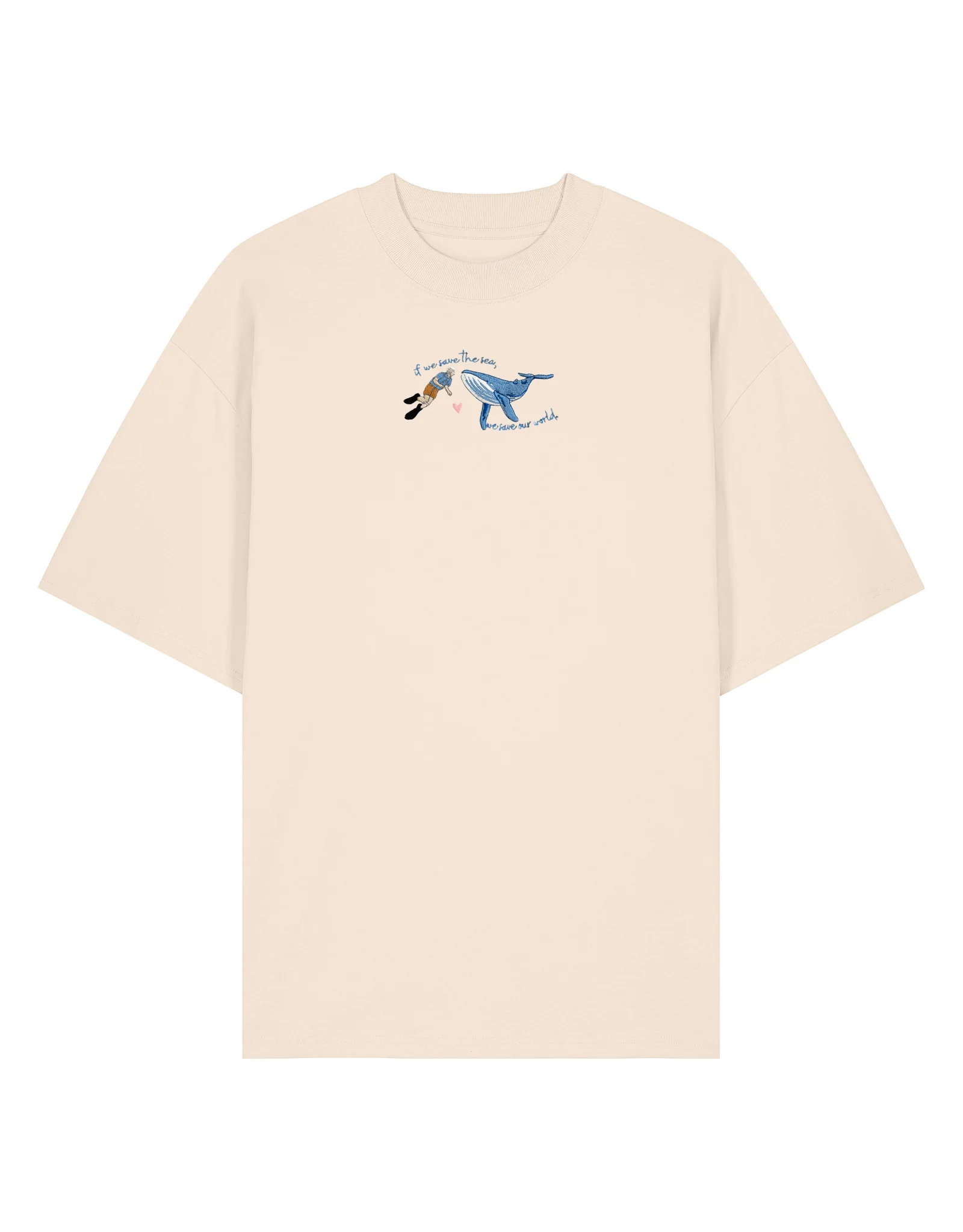 Save The Sea Embroidered Oversized Organic Cotton Tee - Image 5