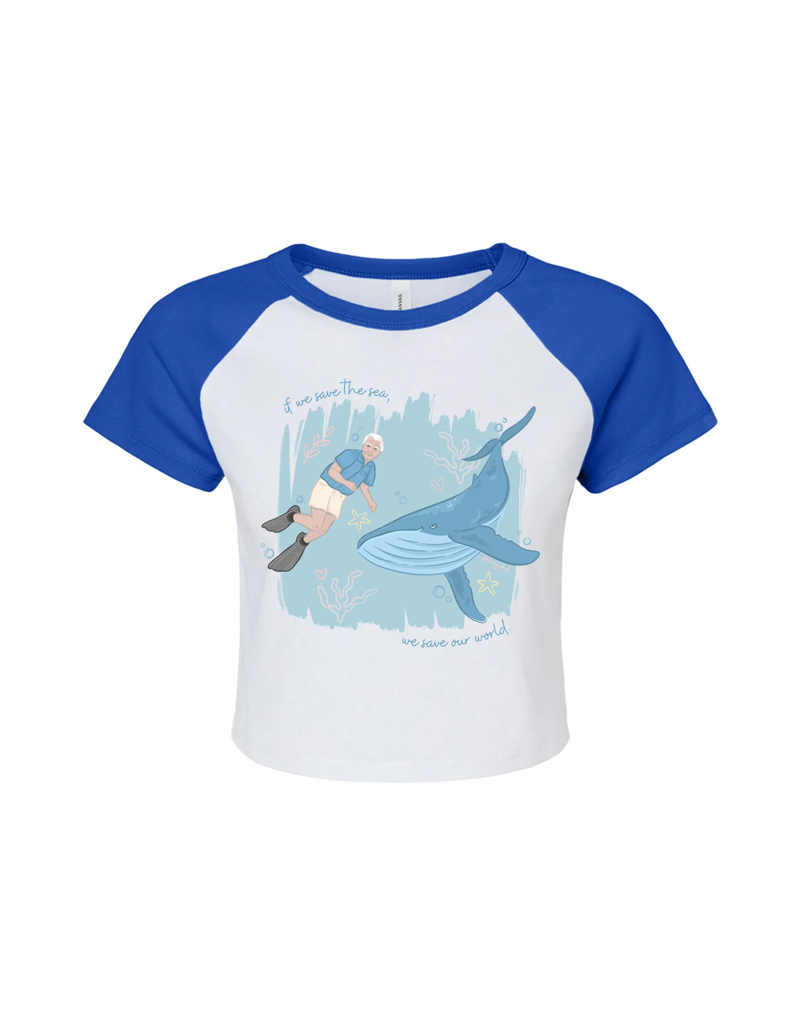 Save The Sea Printed Micro Rib Baby Tee - Image 3