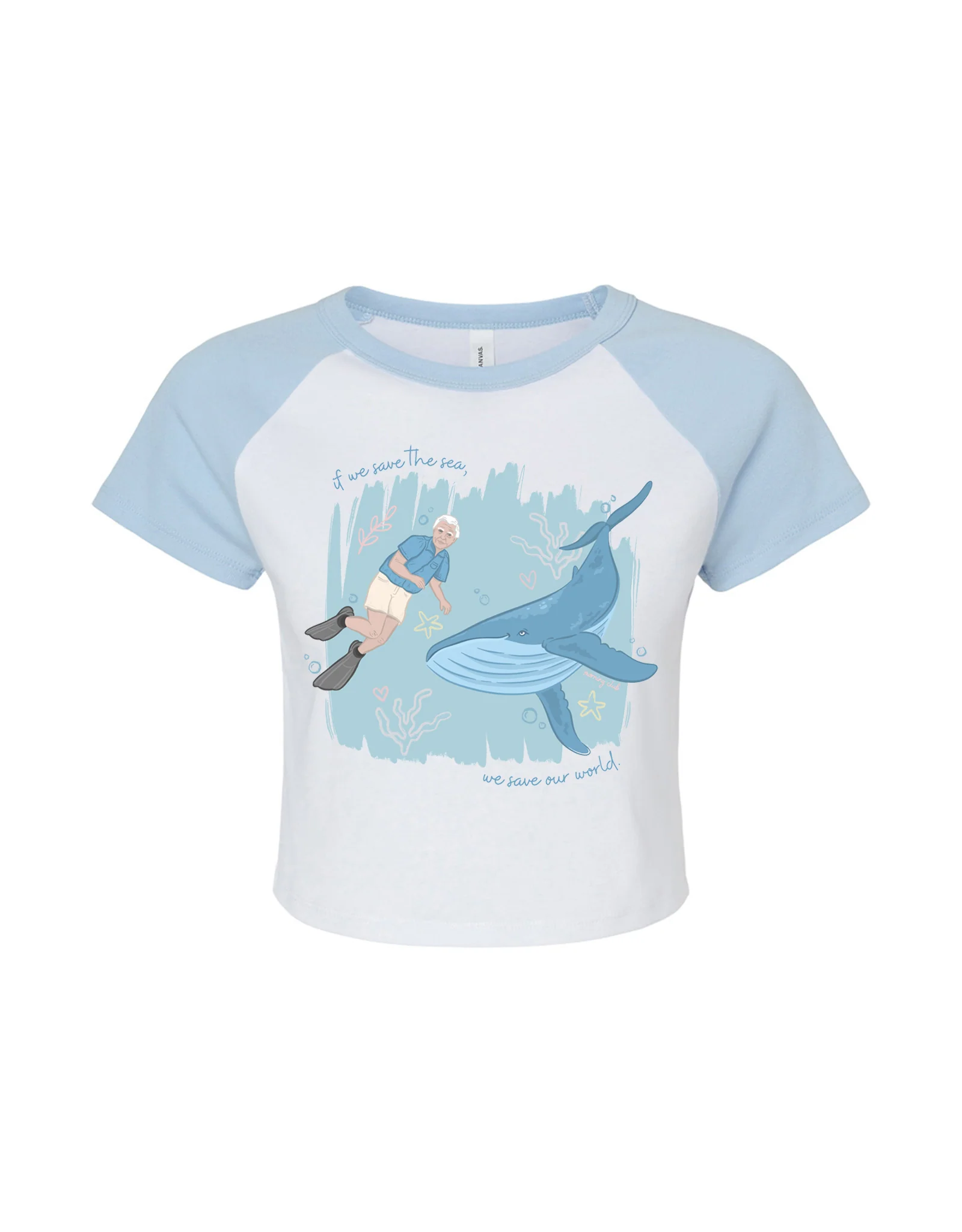 Save The Sea Printed Micro Rib Baby Tee - Image 4