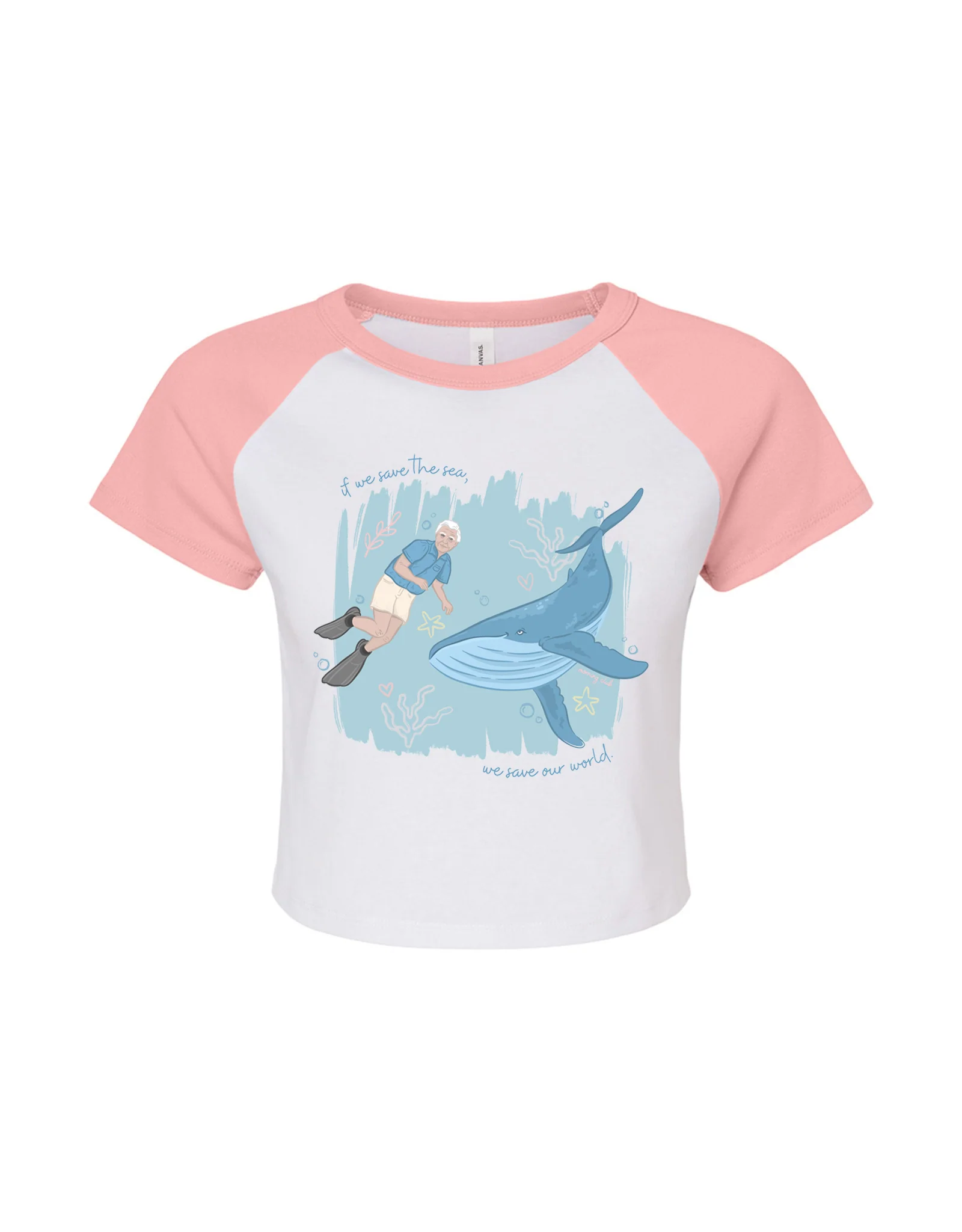 Save The Sea Printed Micro Rib Baby Tee - Image 5