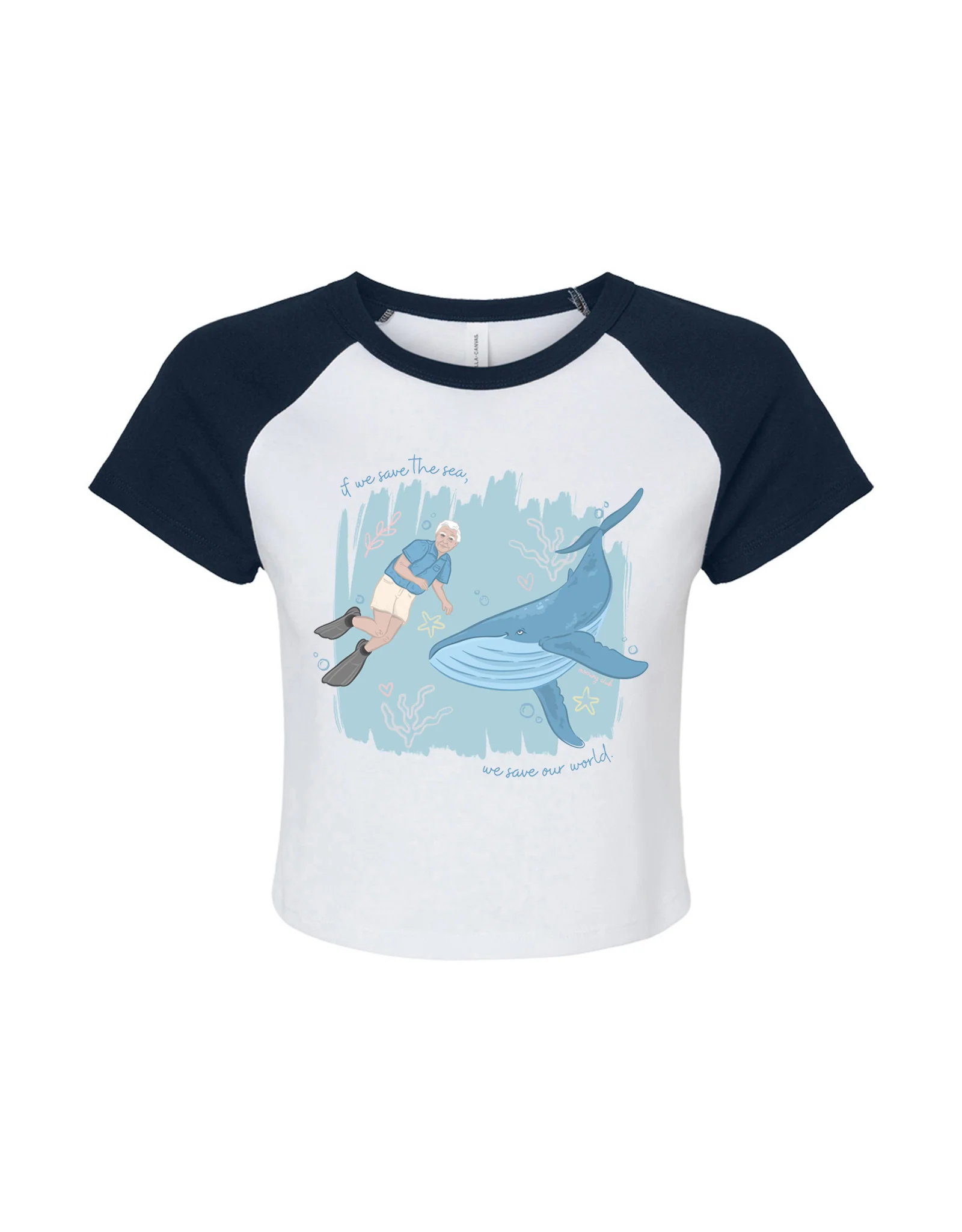 Save The Sea Printed Micro Rib Baby Tee - Image 6