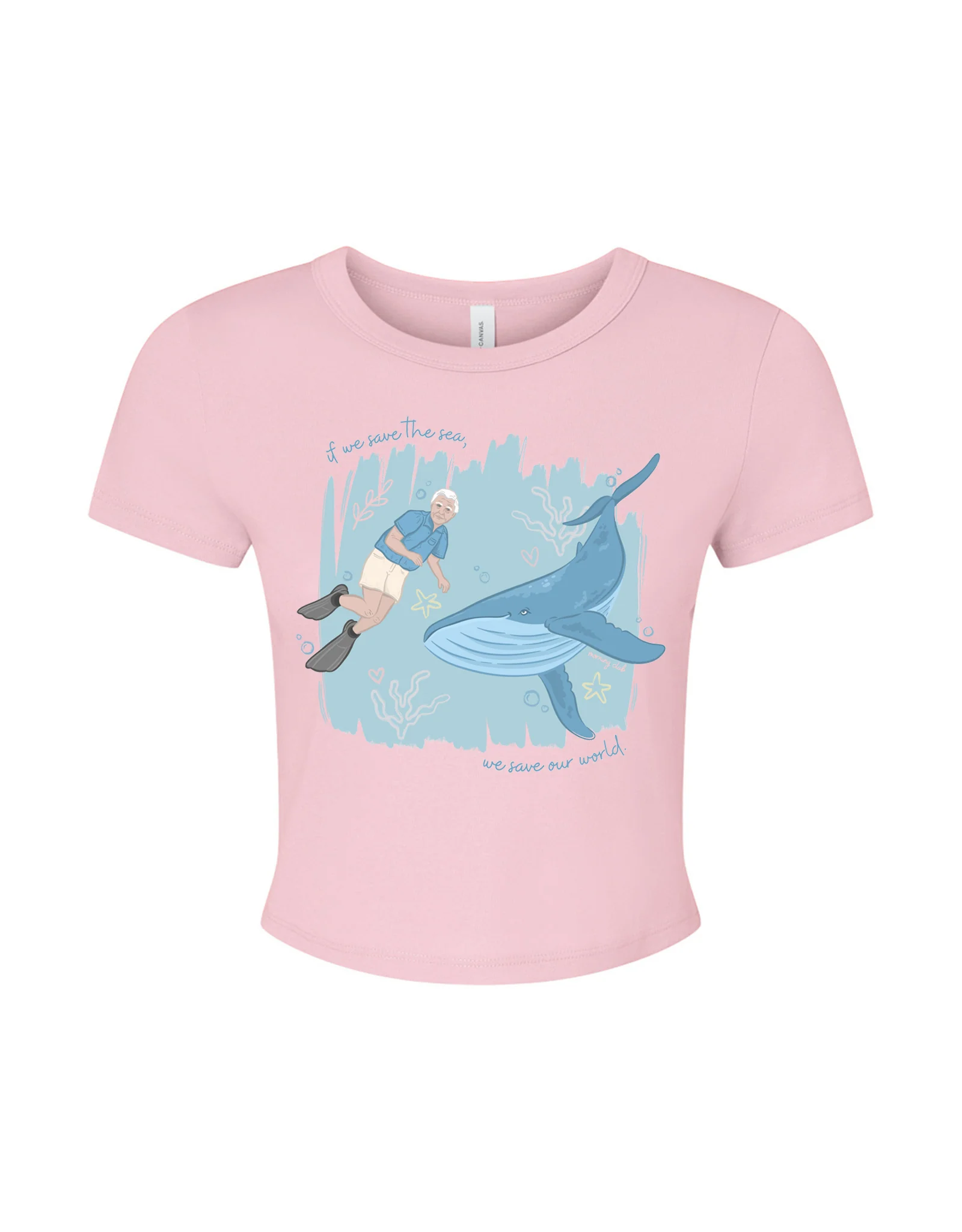Save The Sea Printed Micro Rib Baby Tee - Image 7