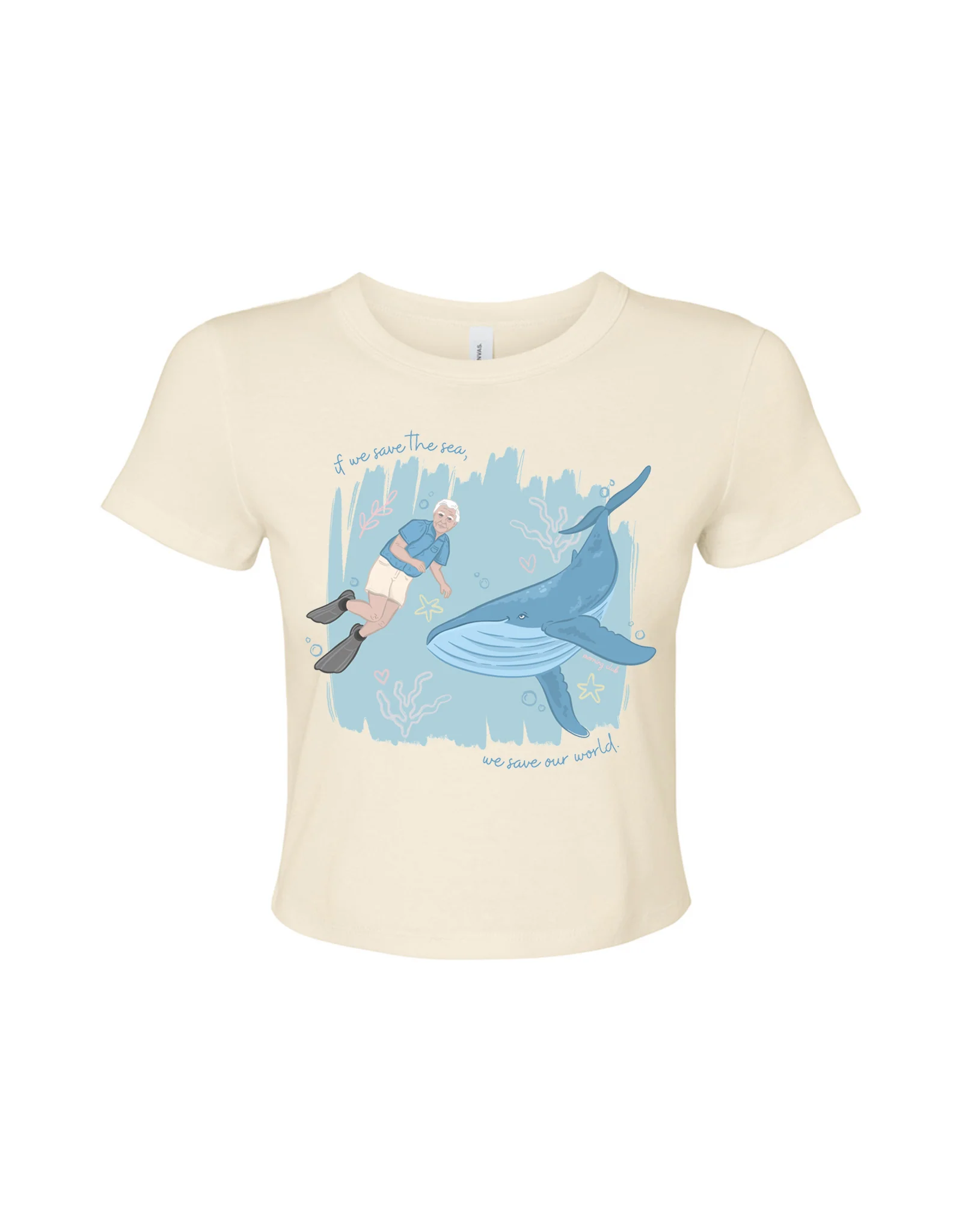 Save The Sea Printed Micro Rib Baby Tee - Image 8