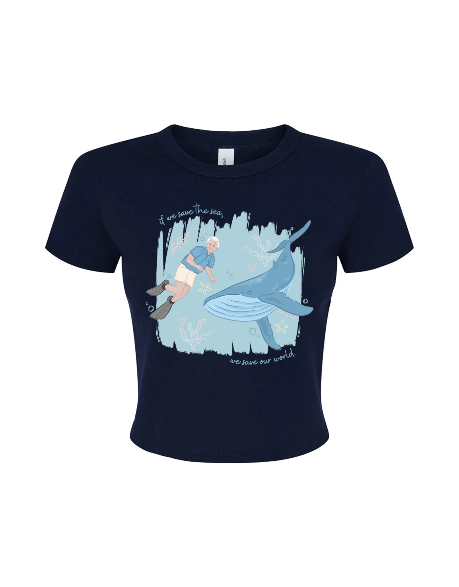 Save The Sea Printed Micro Rib Baby Tee - Image 9